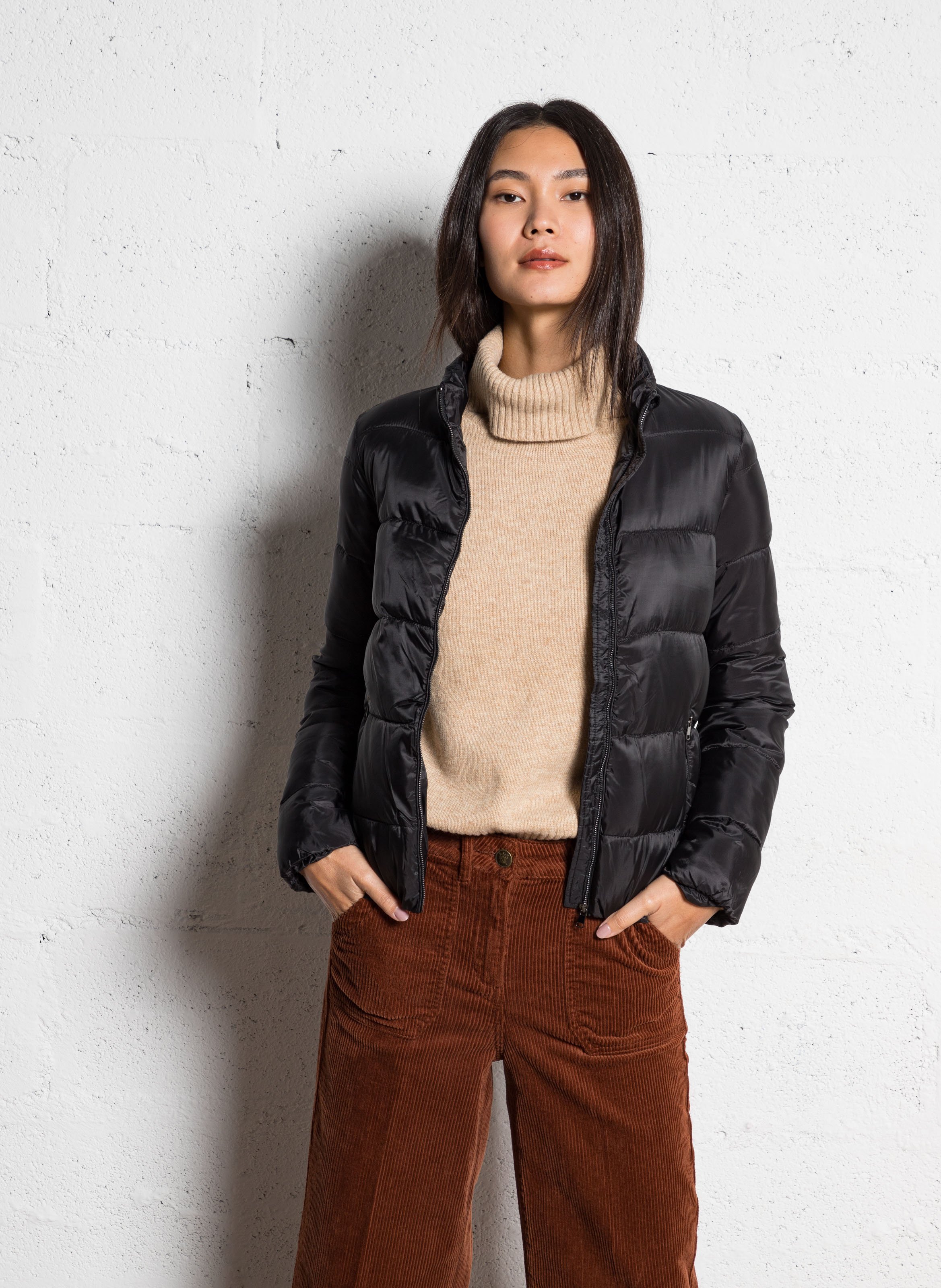 Quilted straight down jacket MAISON 123 Black