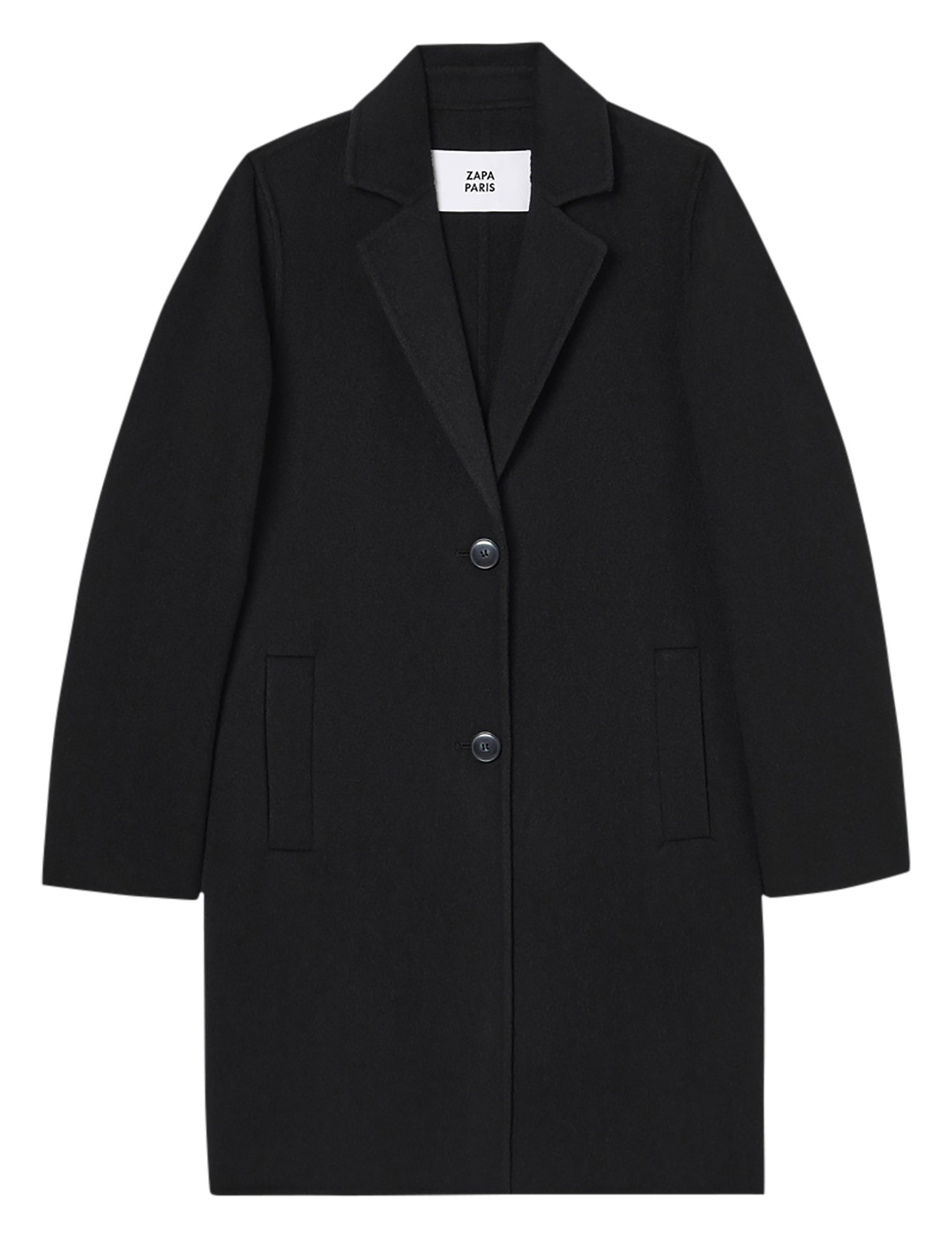 Manteau droit col tailleur en laine mélangée Matila Noir Zapa