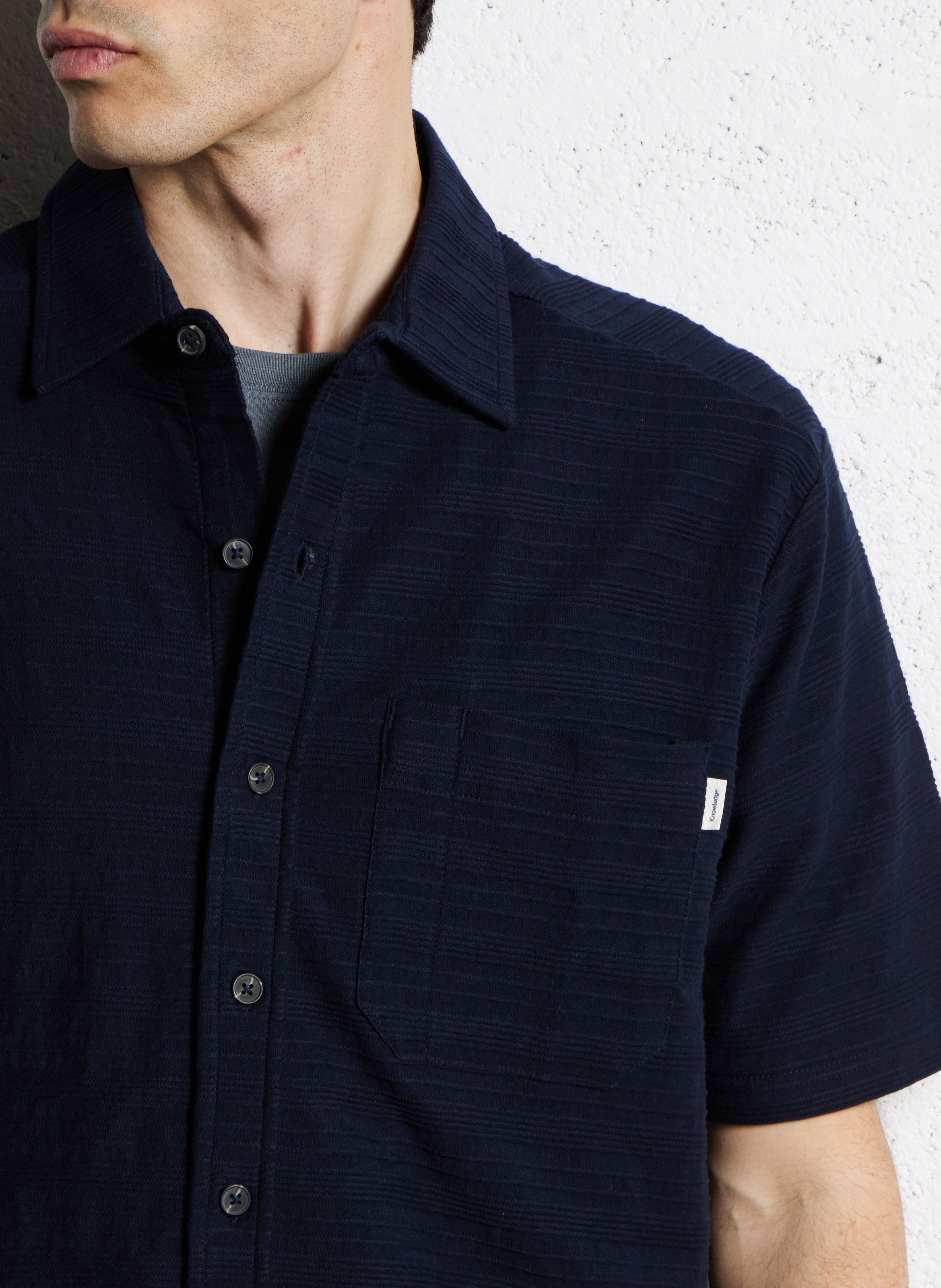 Chemise col classique en coton bio KNOWLEDGE COTTON APPAREL Bleu