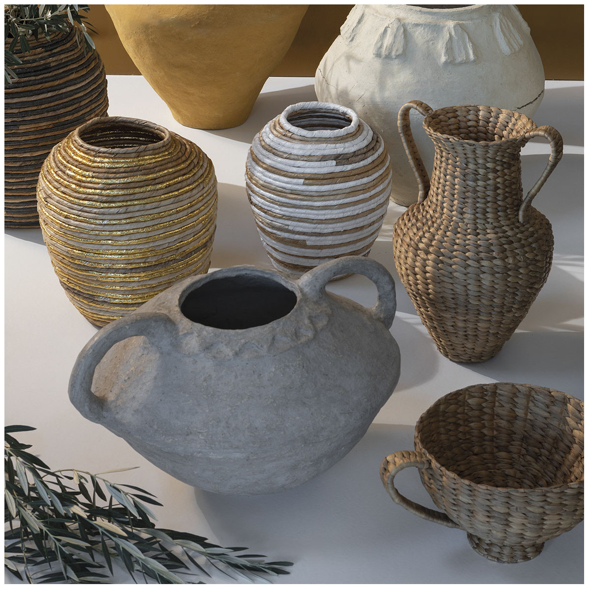 Coupe décorative avec anses BLANC D'IVOIRE Gris