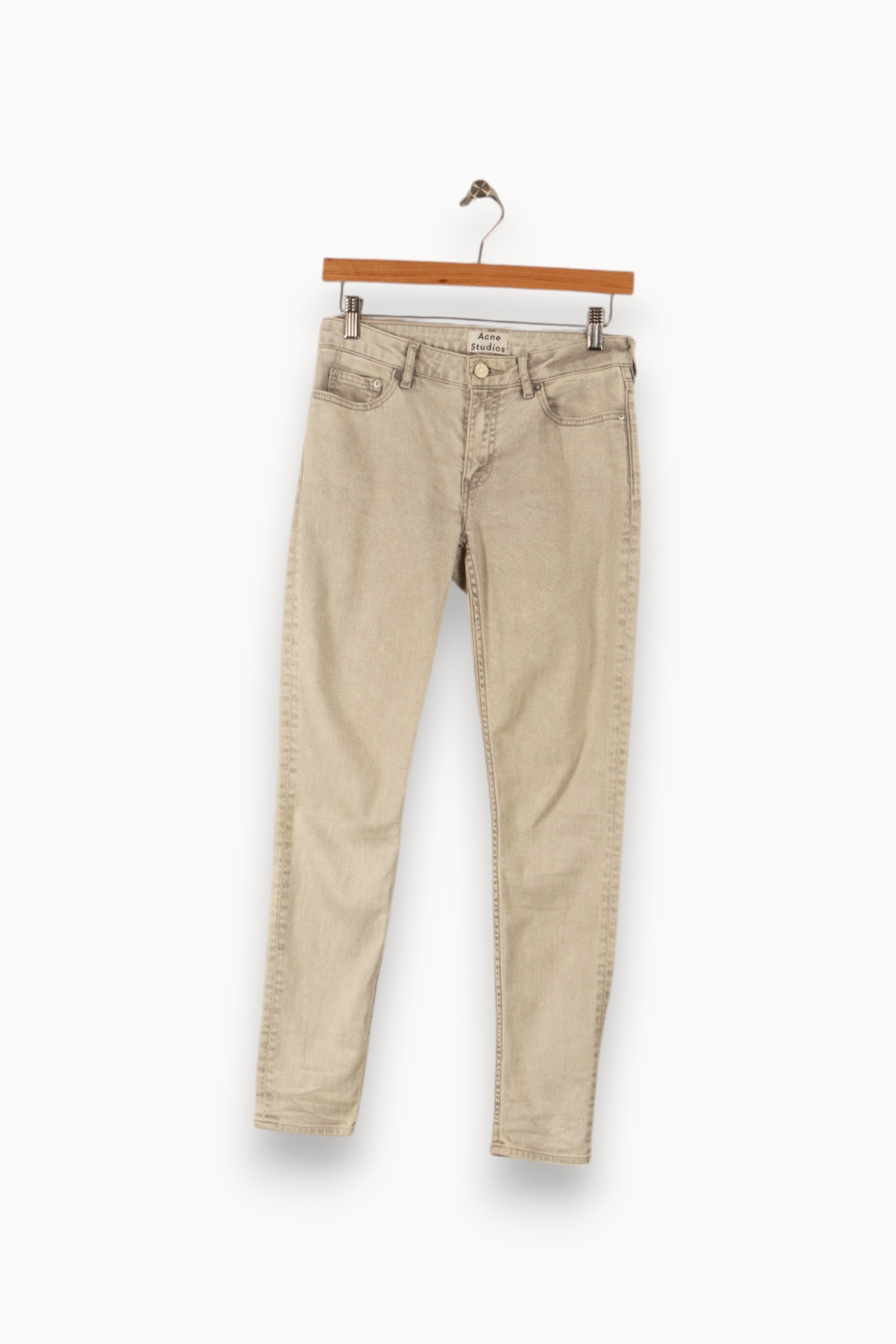 Cropped slim jeans with studs ACNE STUDIOS - Seconde Main Grey