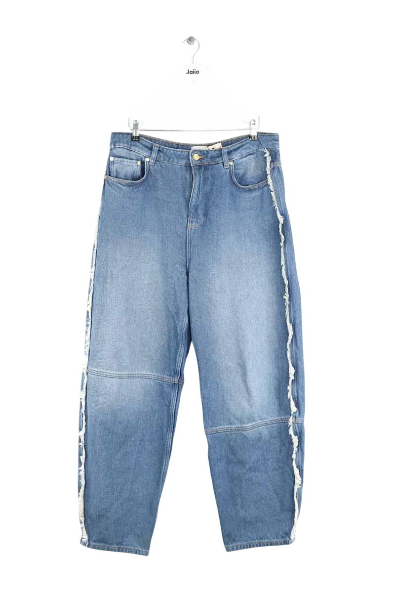 Cotton straight jeans GANNI - Seconde Main Blue