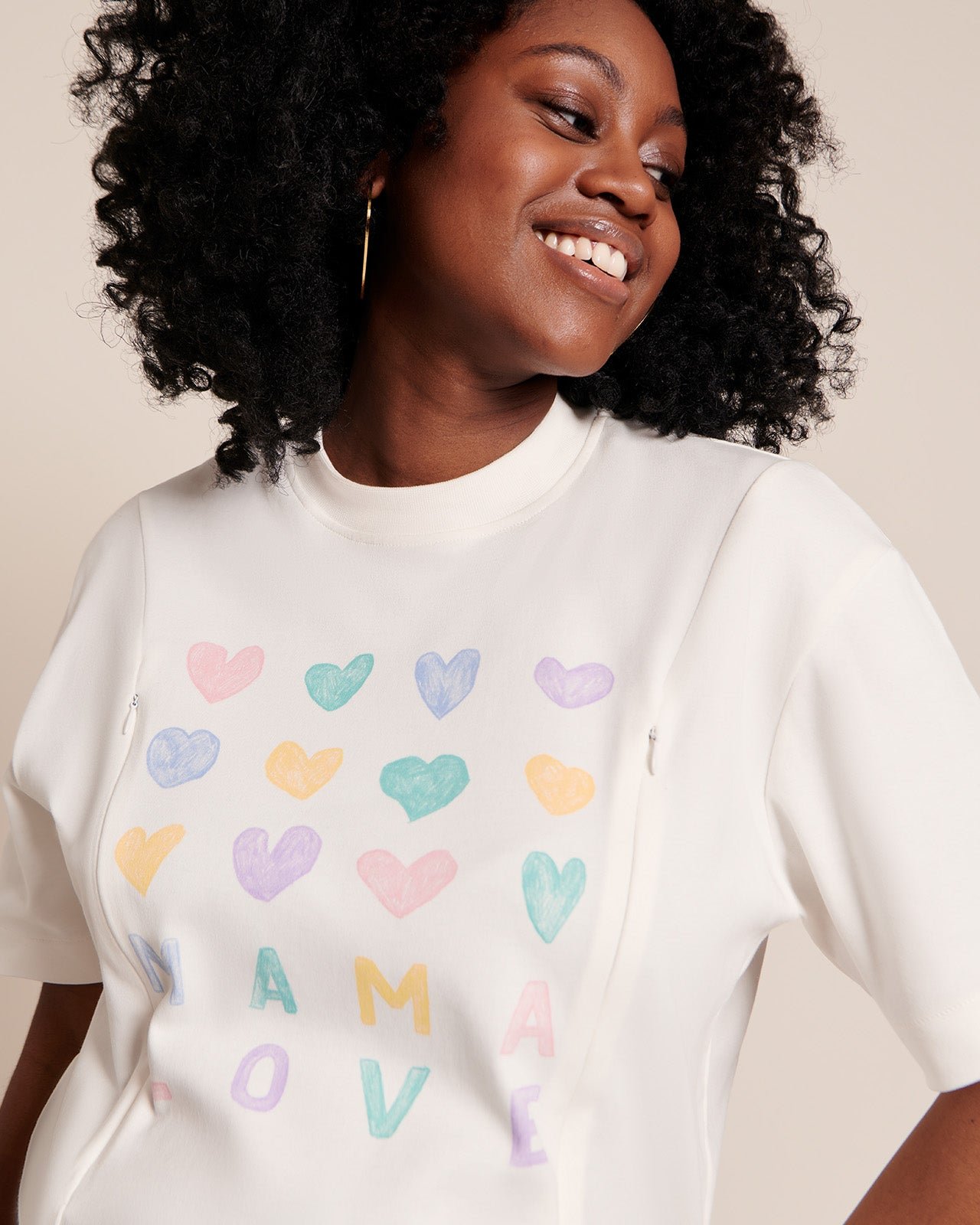 The Mama Love organic cotton nursing t-shirt EMOI EMOI White