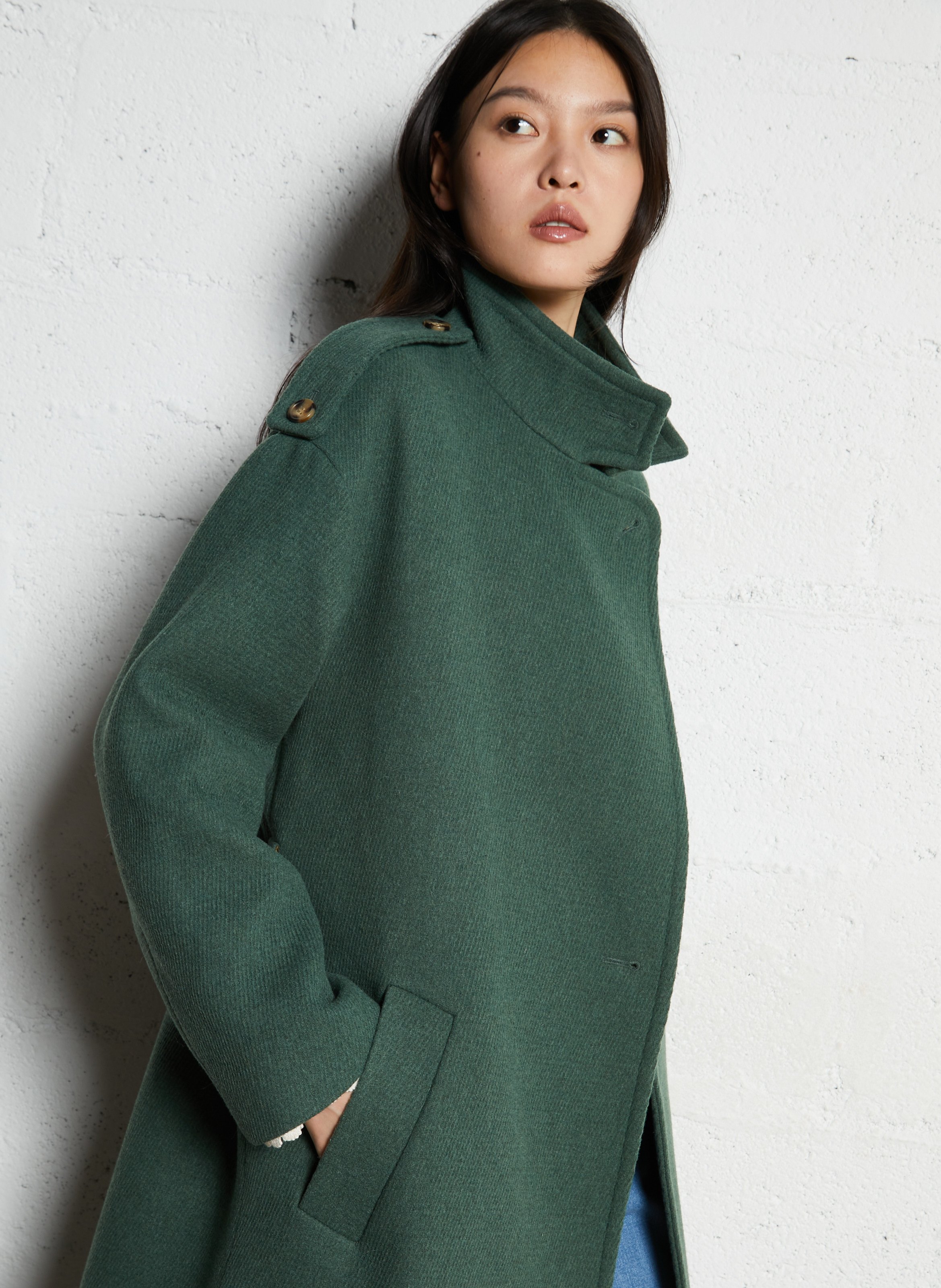 Gerade geschnittener Mantel Grun