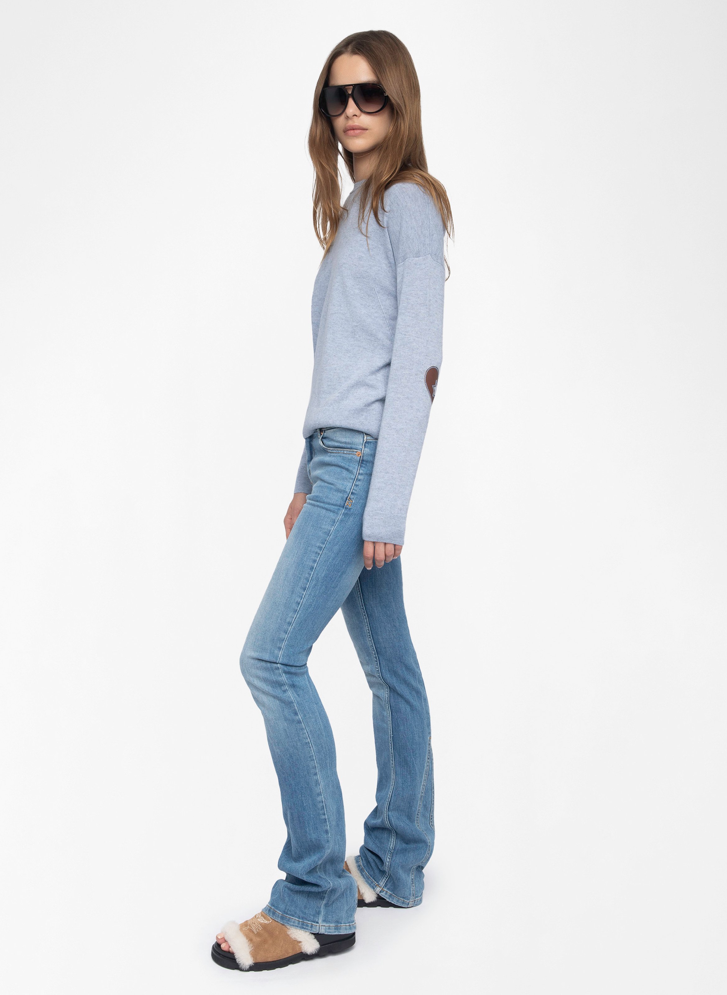 Pull col rond avec patch en cachemire ZADIG&VOLTAIRE Bleu