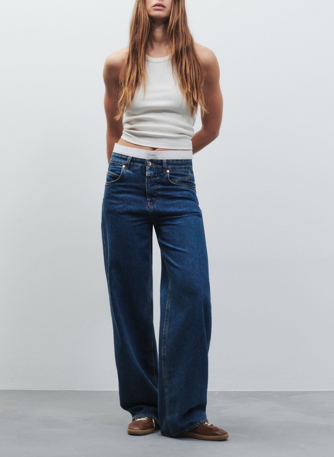 High-waisted wide leg jeans with printed pocket CLOSED Blue