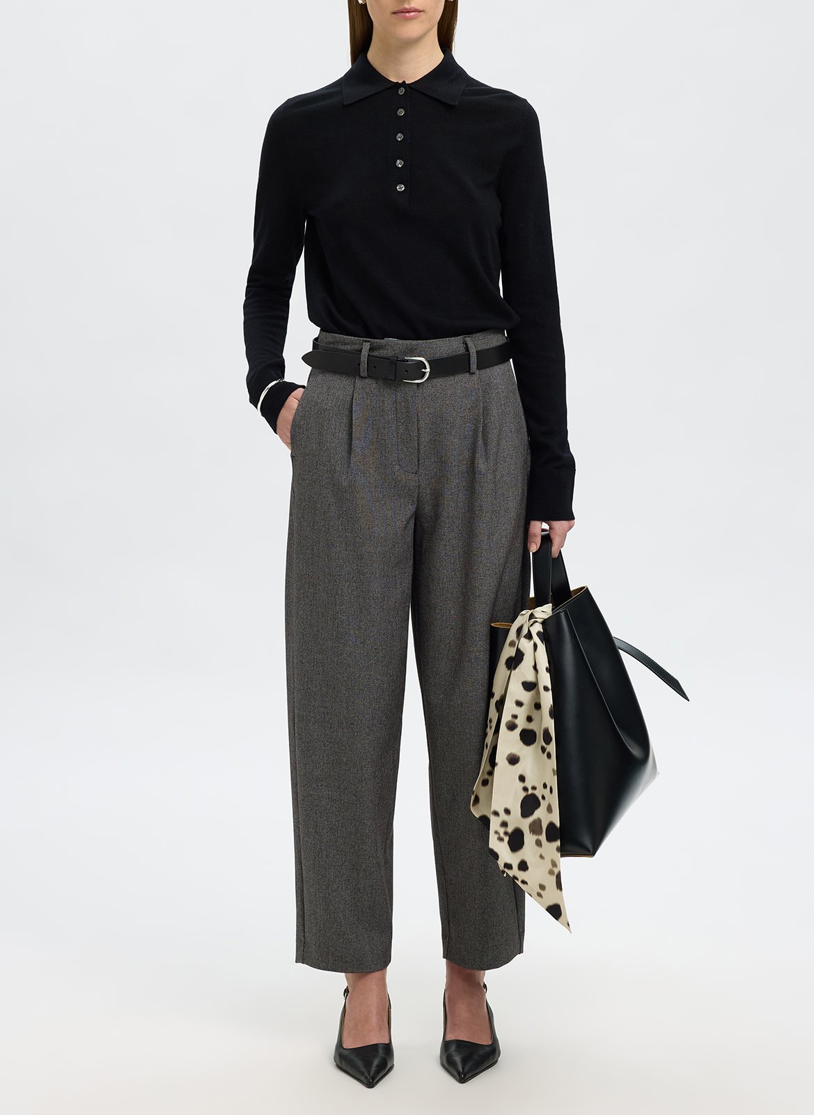 Pantalon tailleur droit taille haute  SELECTED Noir