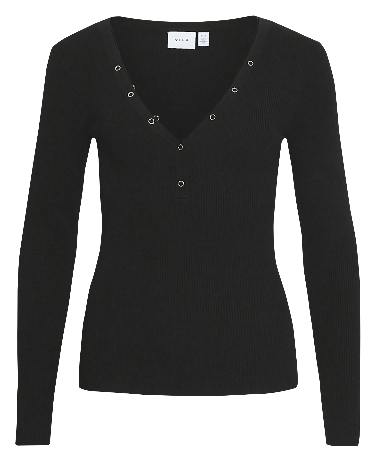 Fitted Ribbed V-Neck Top VILA