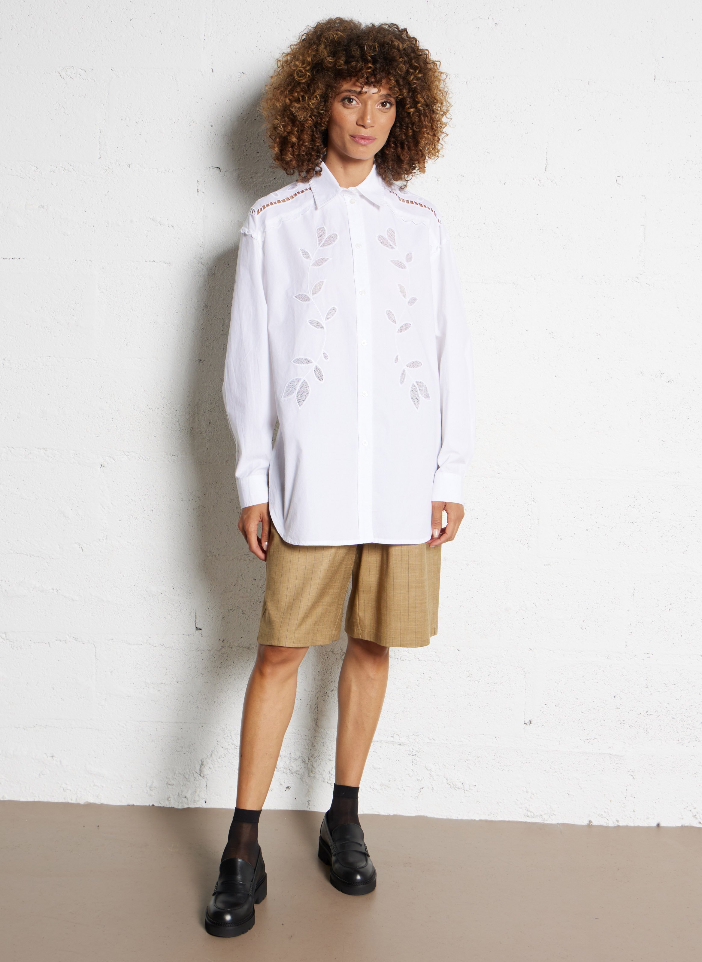 Bio-Baumwollbluse mit klassischem Kragen STELLA NOVA Weiss