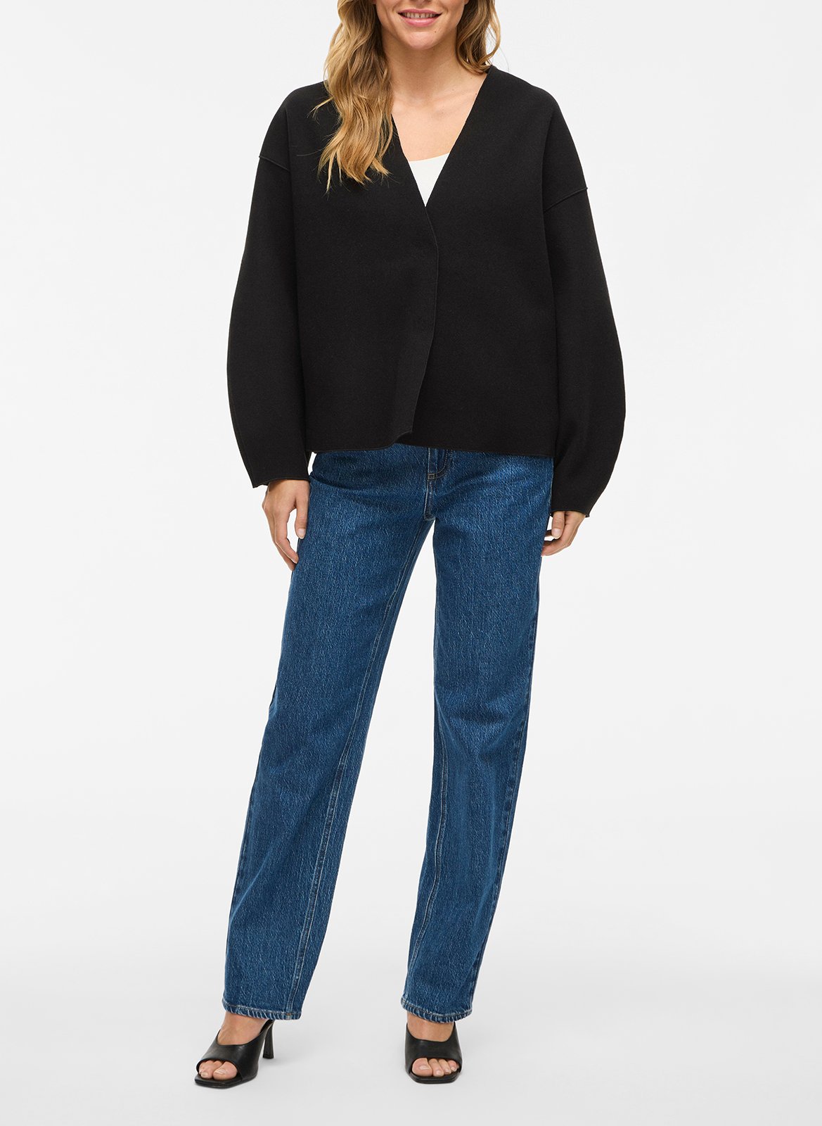 Veste légère ample col v VILA Noir