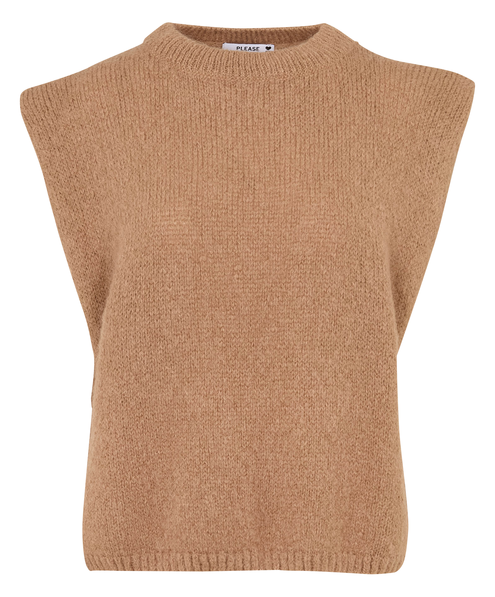 Pull col rond en laine mélangée PLEASE Marron