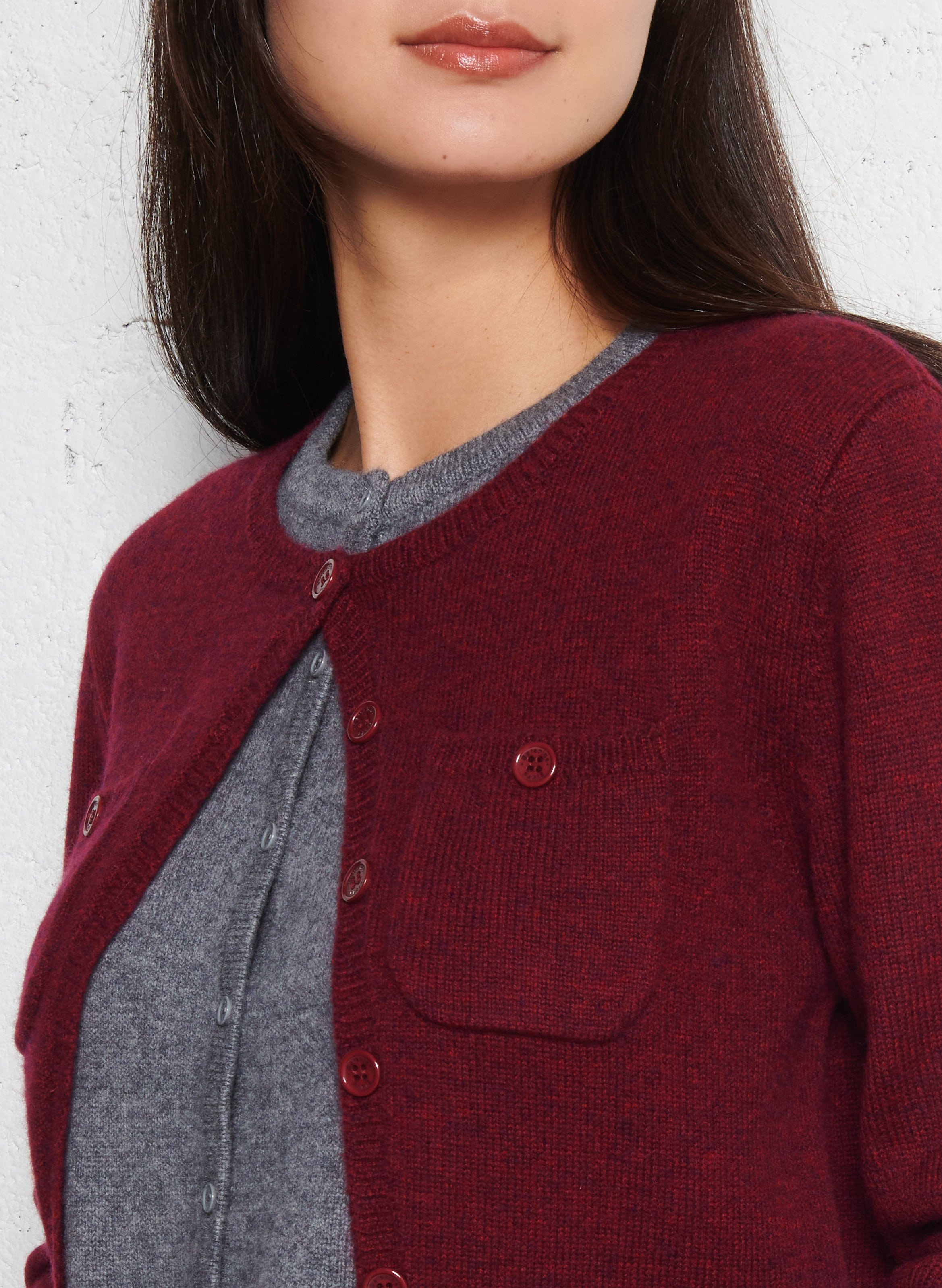 Rundhalsausschnittweste aus Wolle und Kaschmirgemisch BERENICE Pflaume