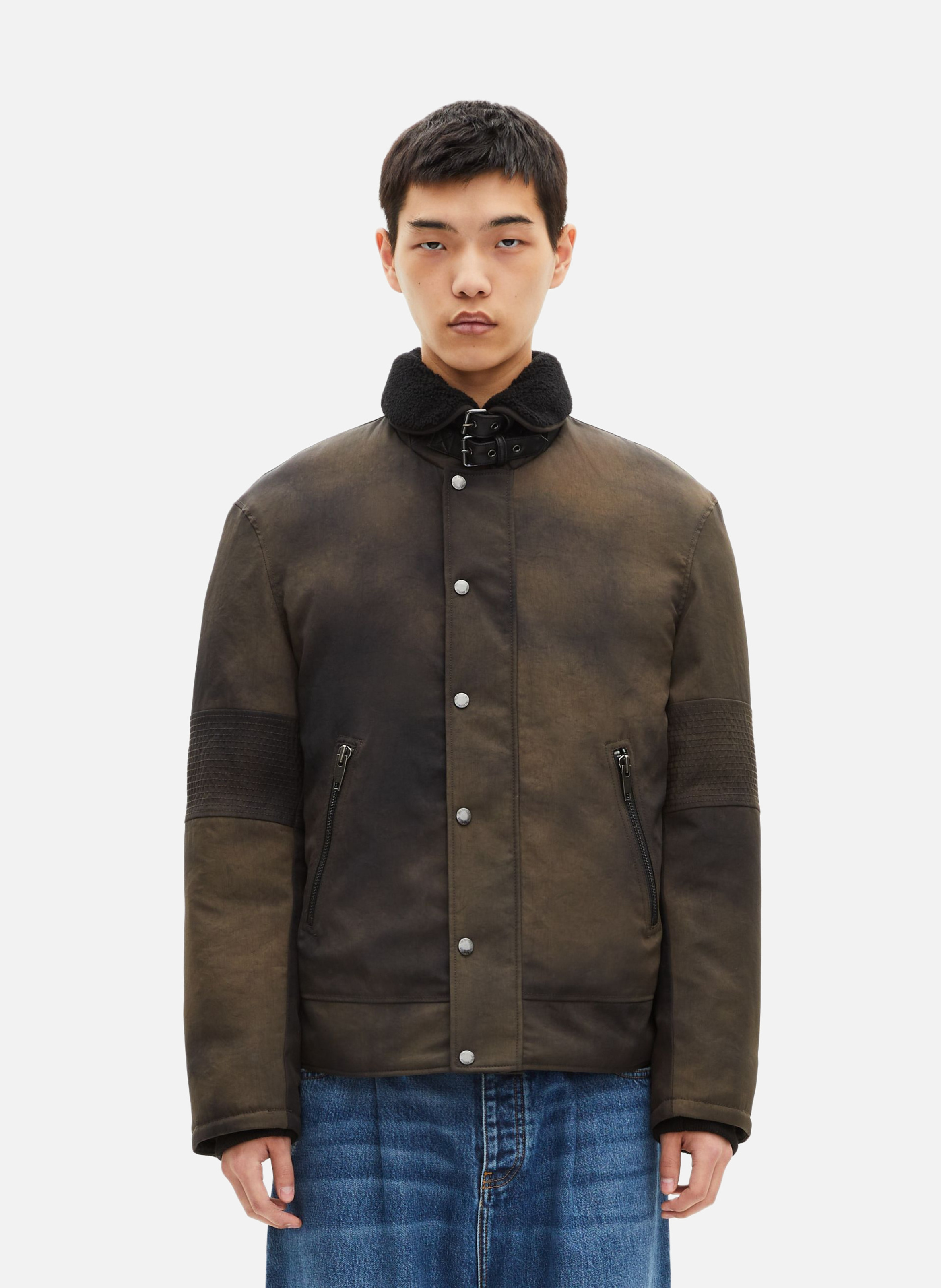 Puffer jacket with sherpa collar THE KOOPLES Brown