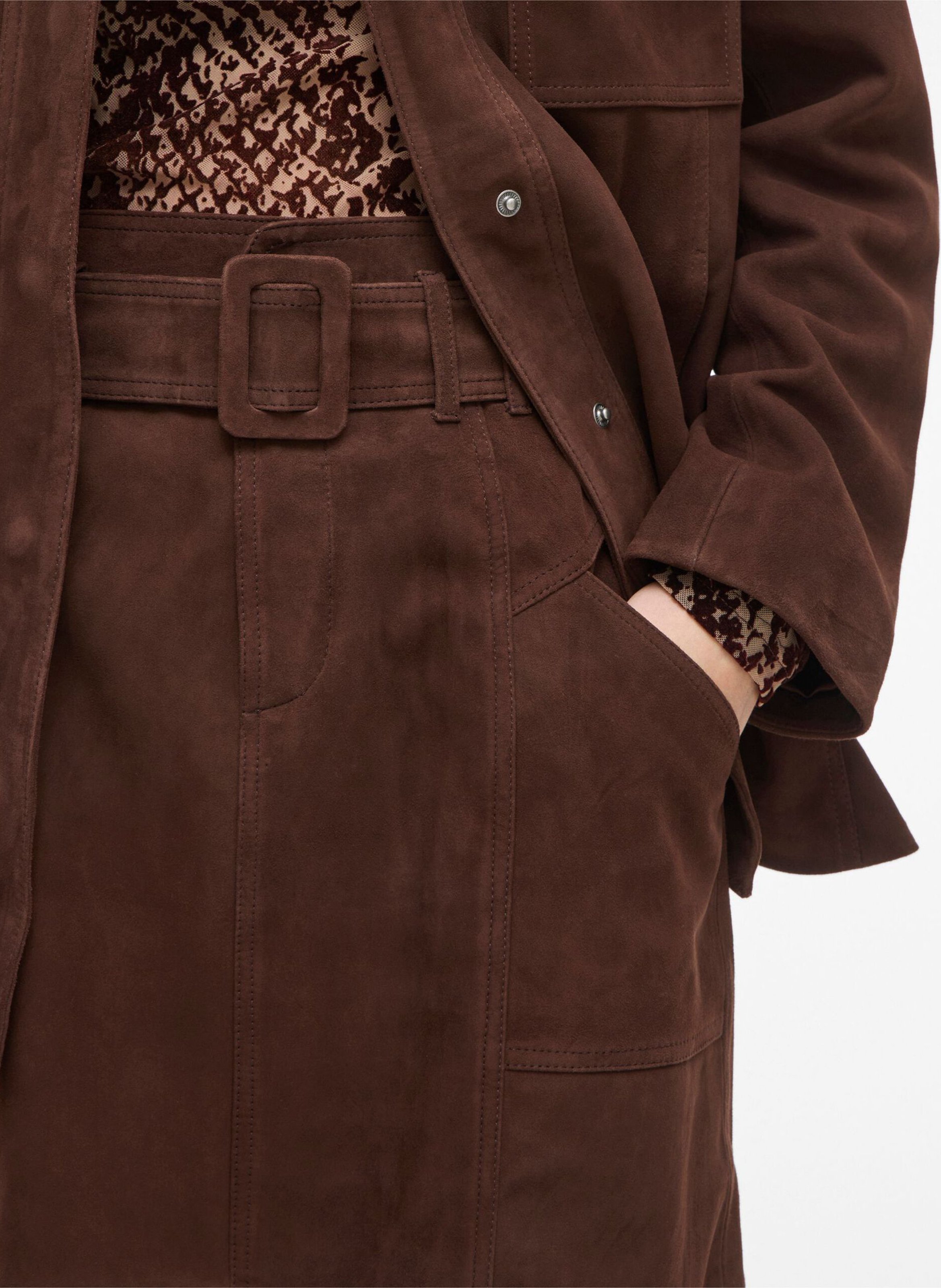 Korte leren rok ROUGE EDIT Bruin