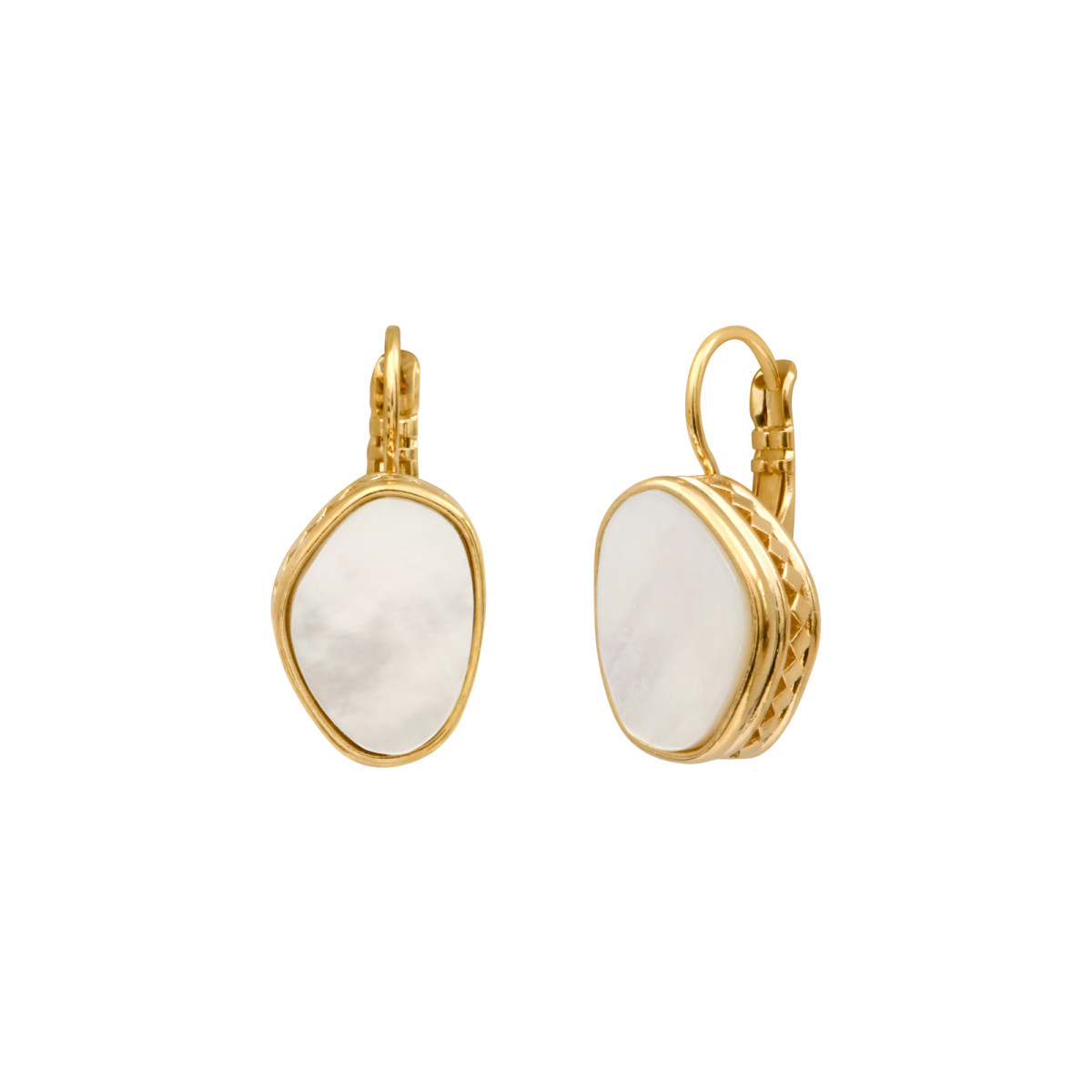 Boucles d'oreilles dormeuses noto cabochon en nacre SATELLITE PARIS No Color