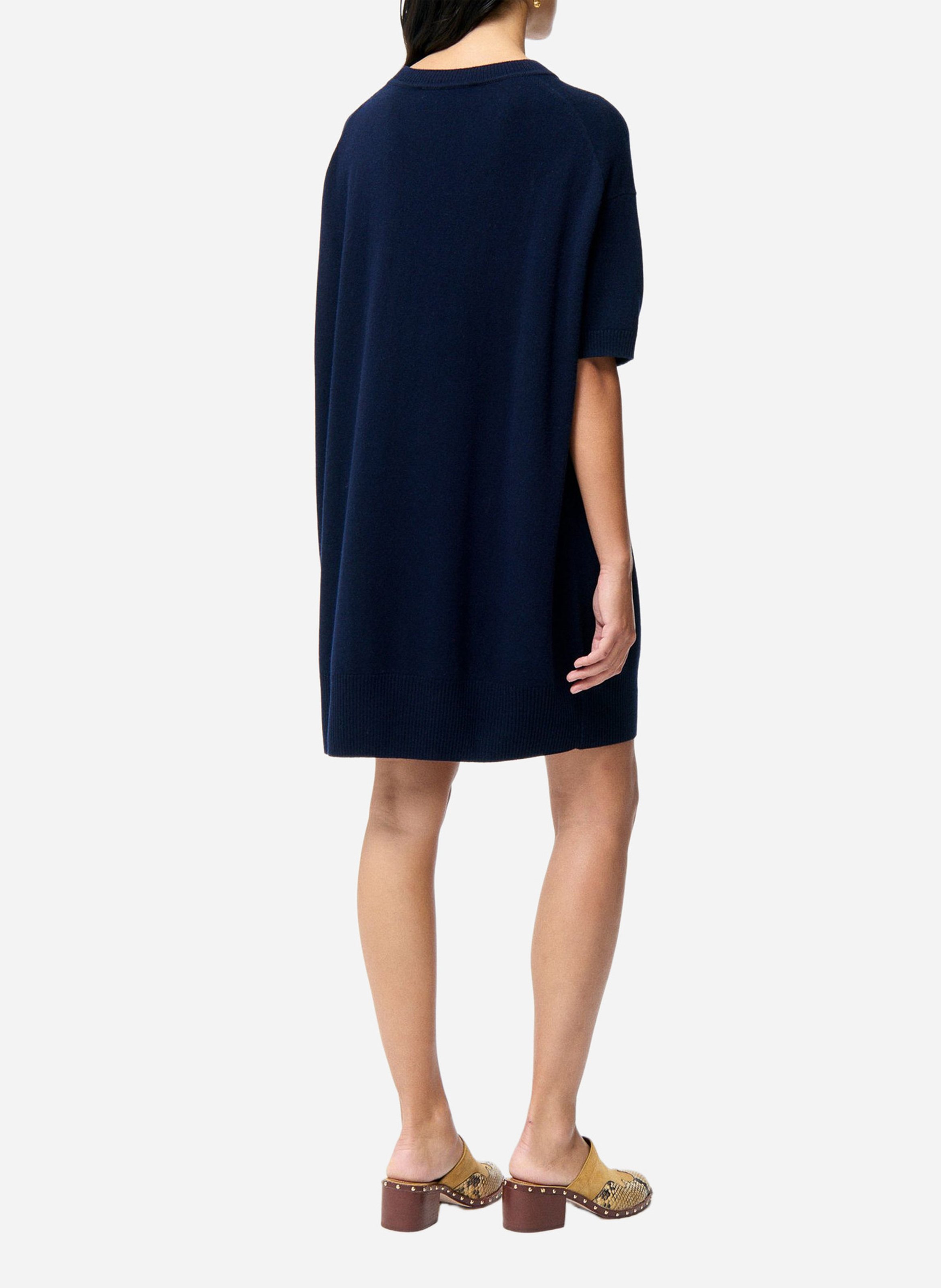 Short round-neck merino wool dress VANESSA BRUNO Blue