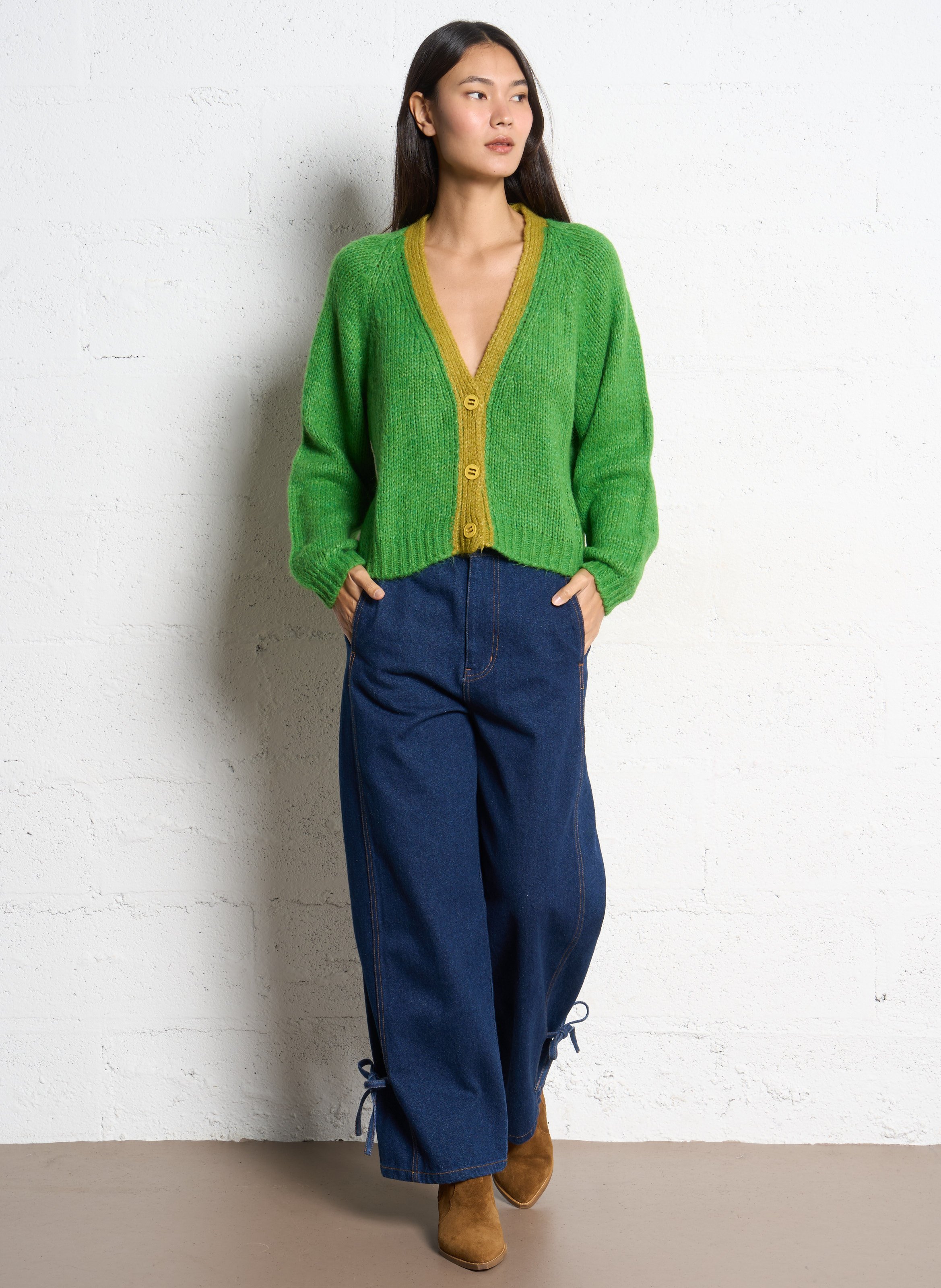 Gilet oversize col V DR BLOOM Vert