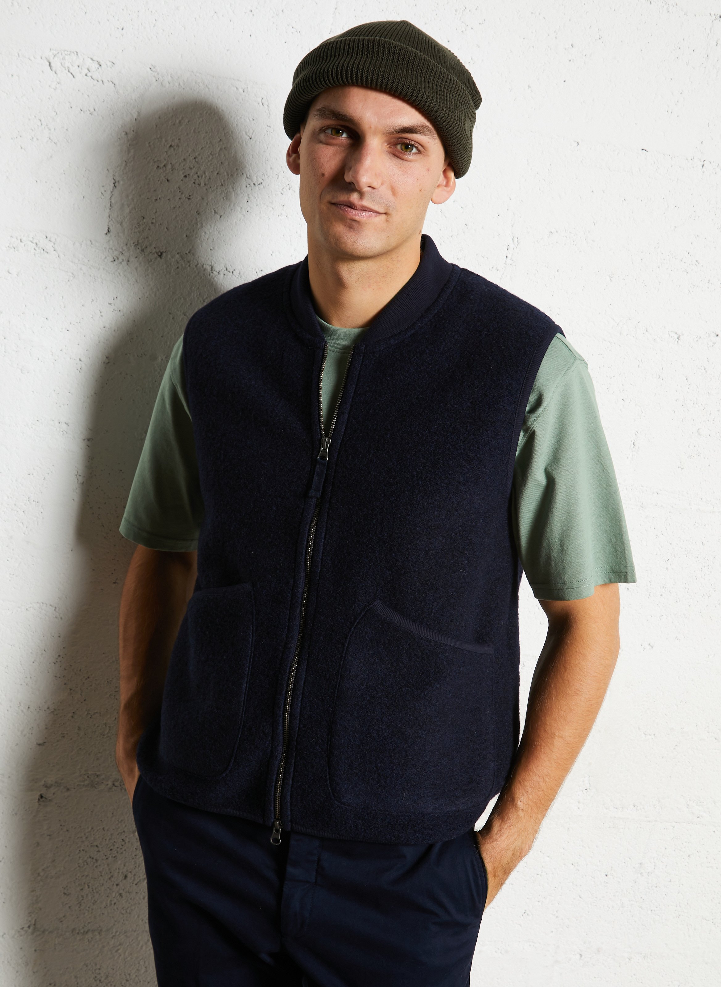 Gilet en laine mélangée col rond HARTFORD