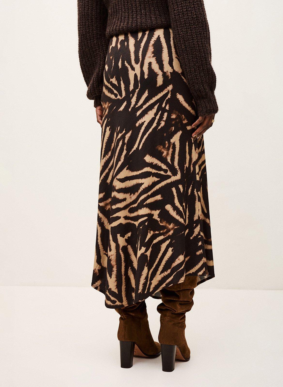 Jupe longue droite imprimée BA&SH Marron
