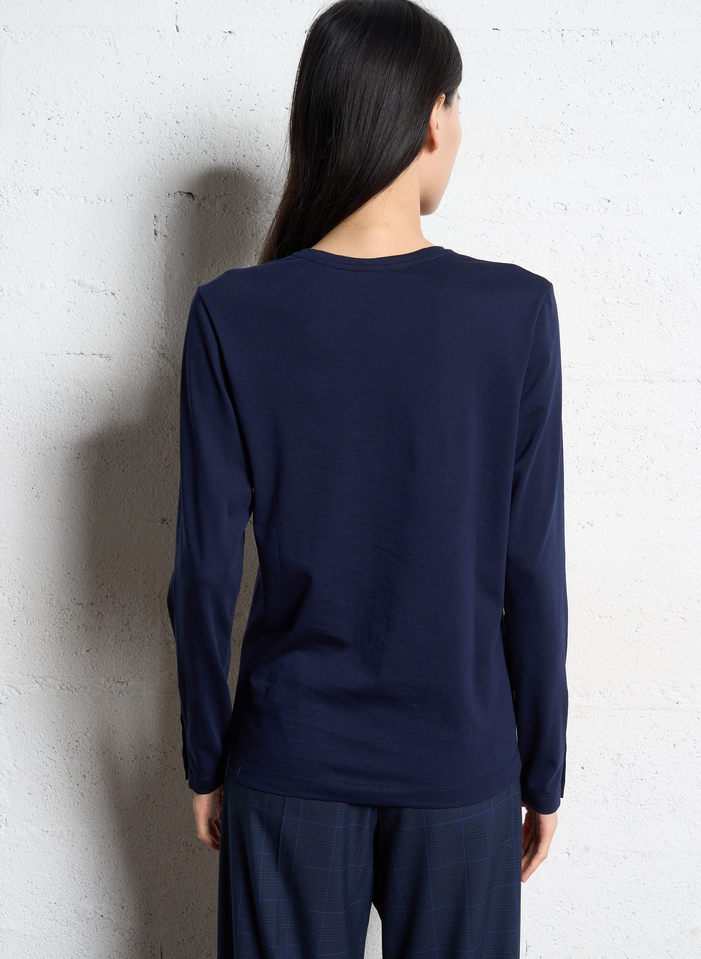 Long-sleeved screen-printed T-shirt ONE STEP Blue
