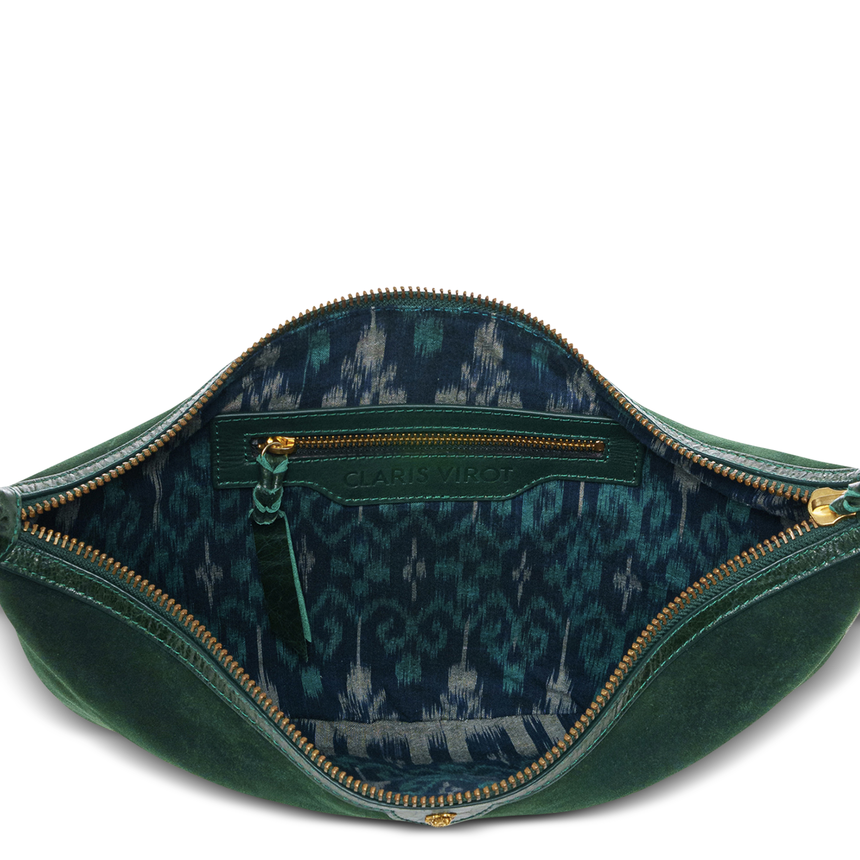 Sac demi-lune en cuir velours CLARIS VIROT Vert