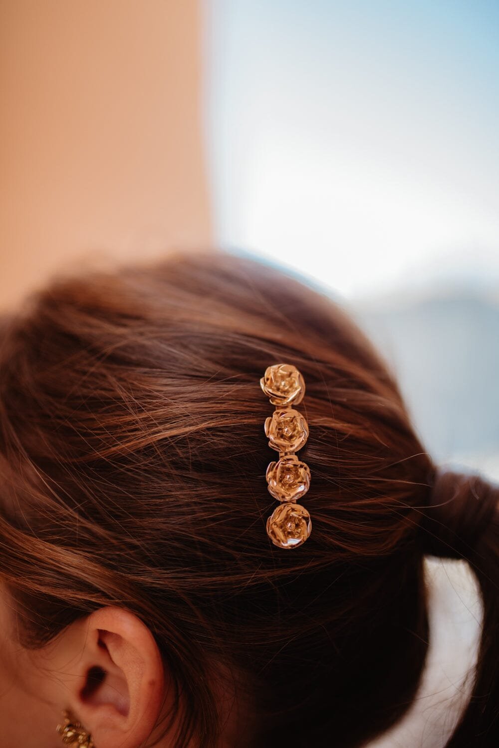 Mini gold flower hair clip in gold-plated brass Silver