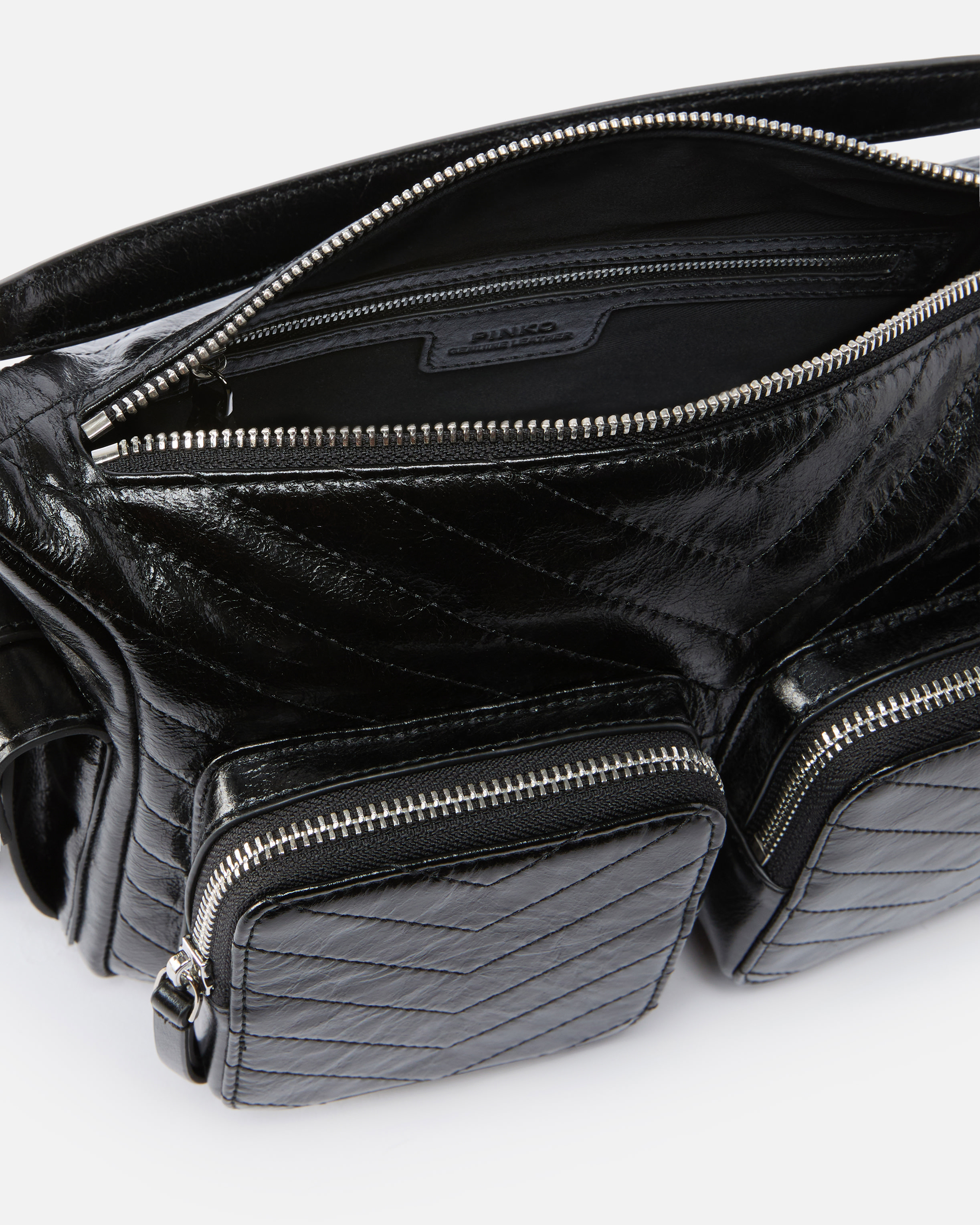 Medium cargo bag in leather with pockets PINKO Multicolored