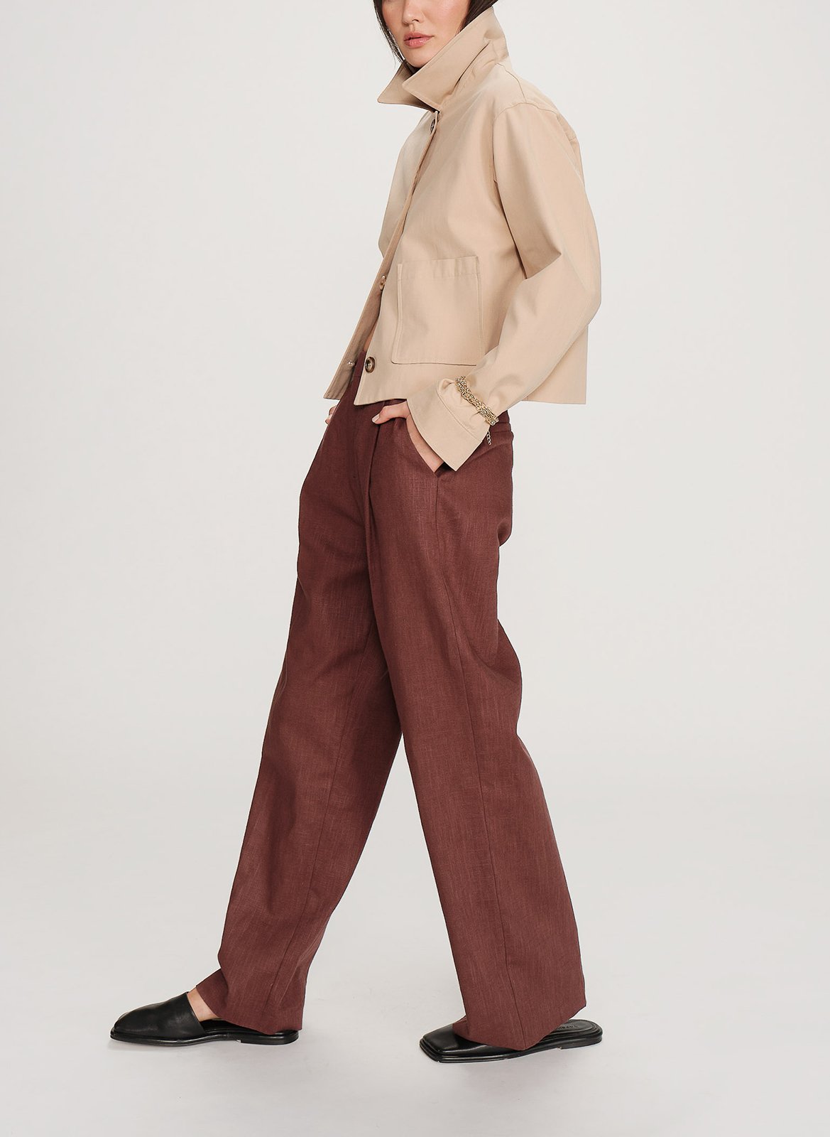 Cotton-blend coat with classic collar GRACE ET MILA Beige