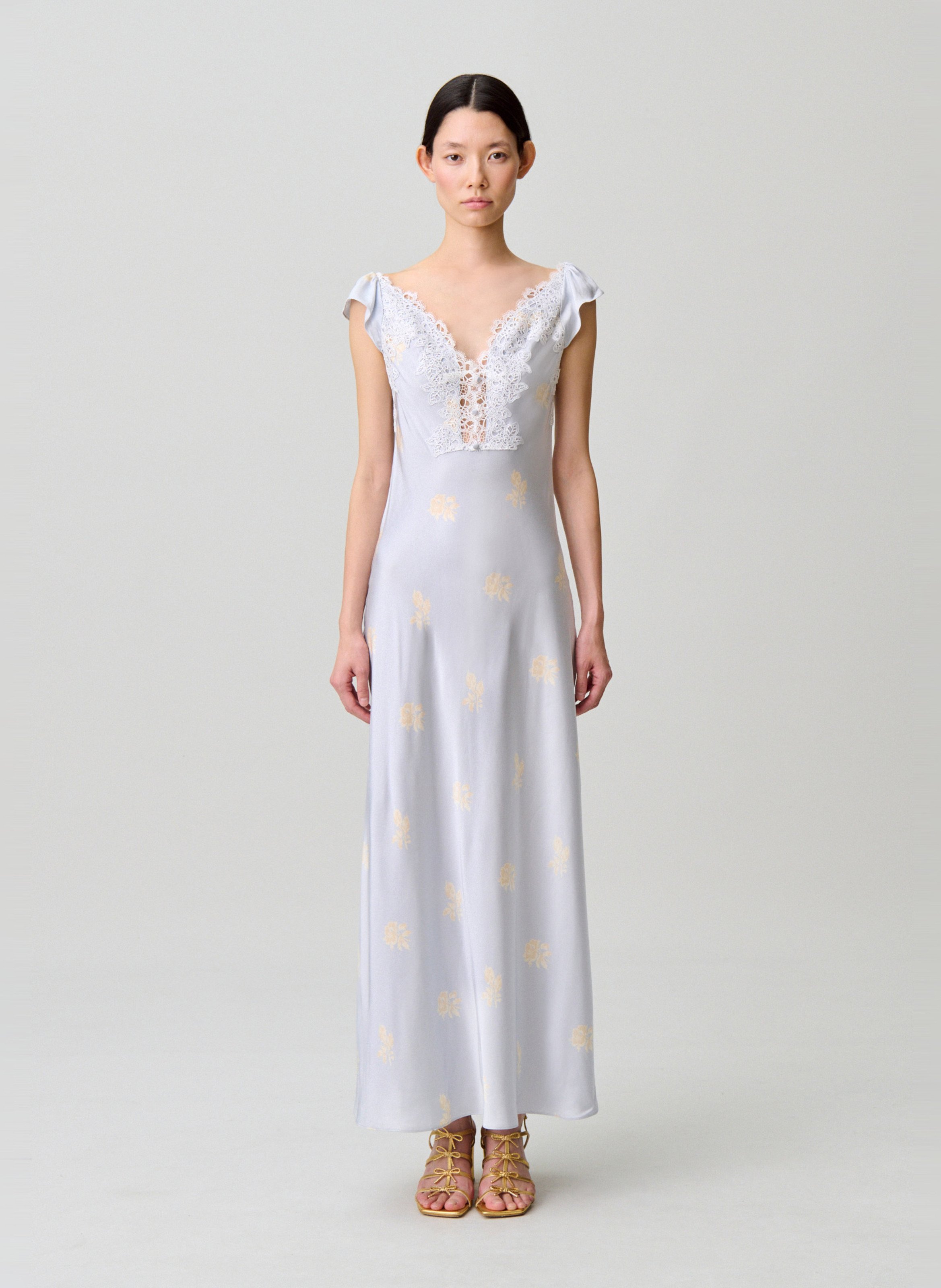 Robe longue en satin imprimé CLAUDIE PIERLOT Multicolore