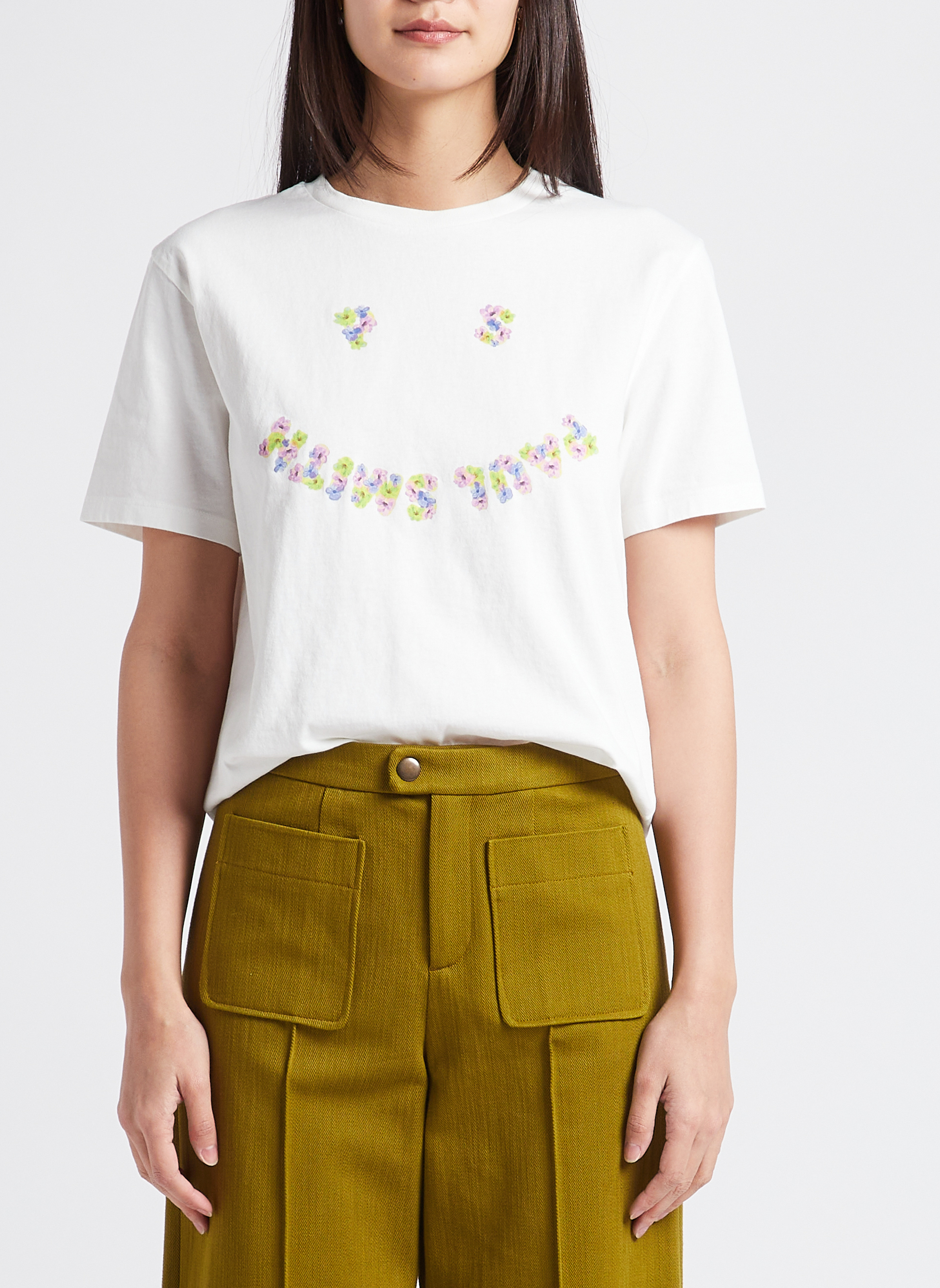Tee-shirt col rond imprimé en coton bio  PAUL SMITH Blanc