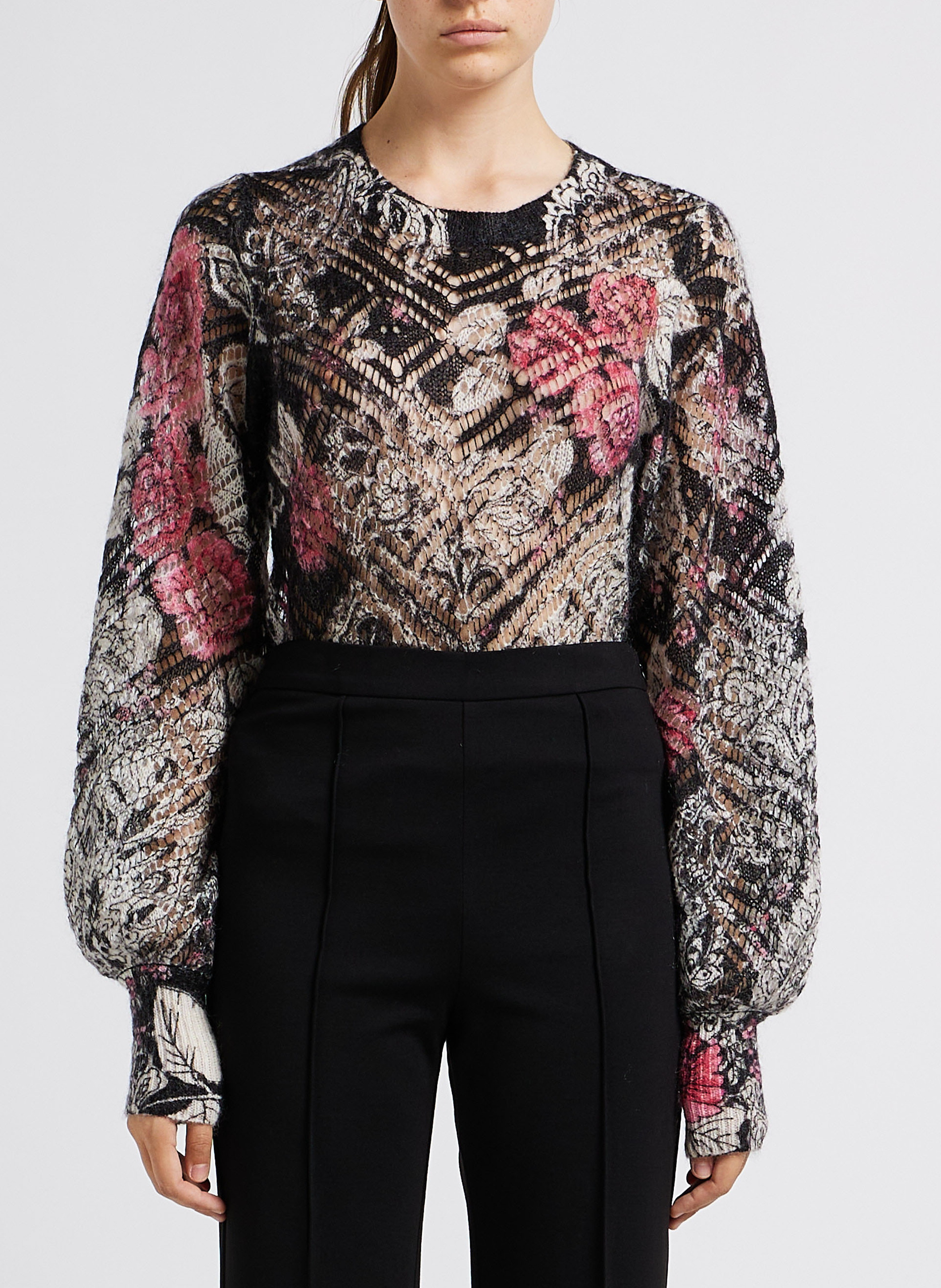 Round-neck printed sweater TWINSET Black