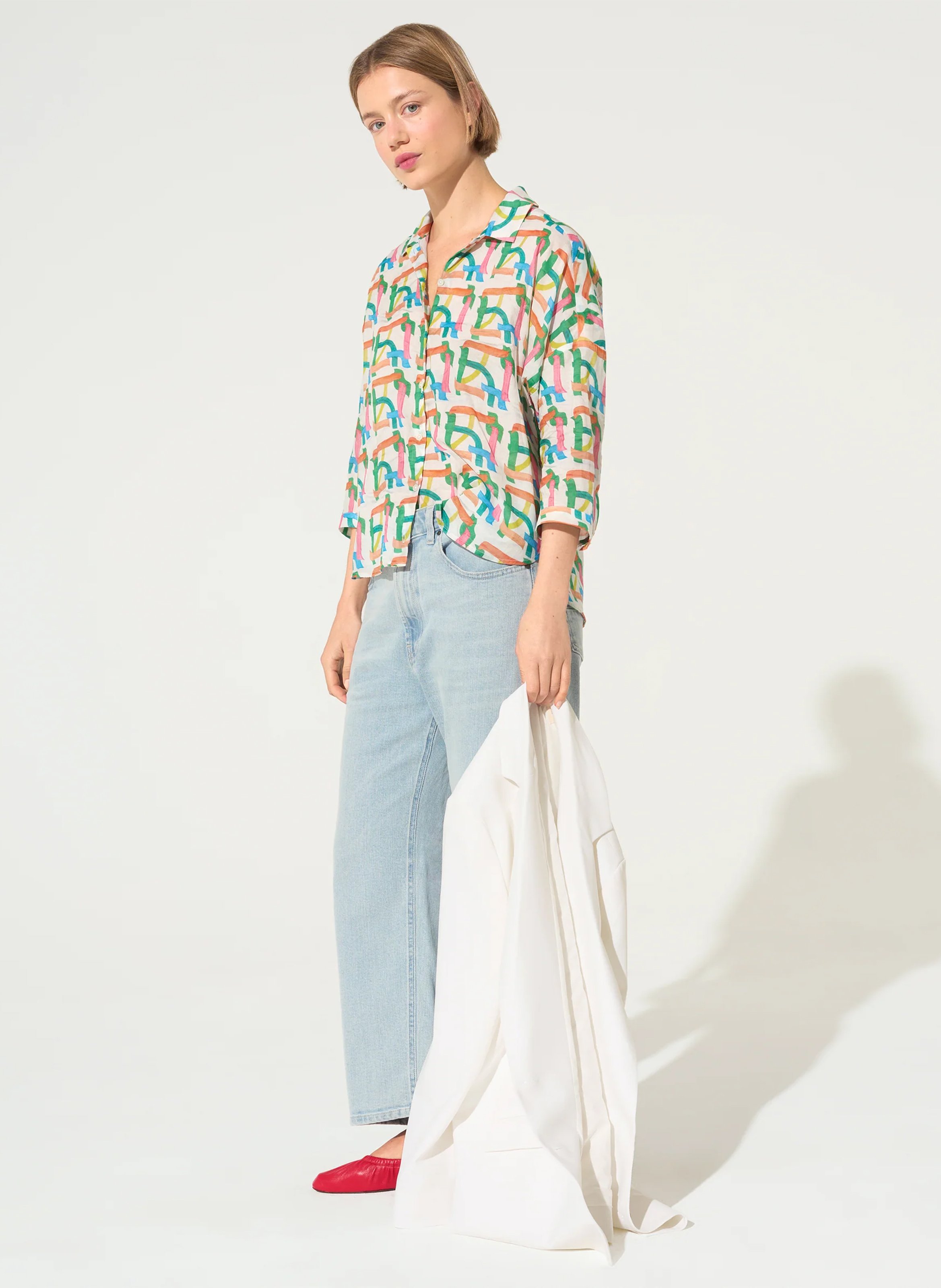 Chemise oversize à carreaux ACOTE Blanc