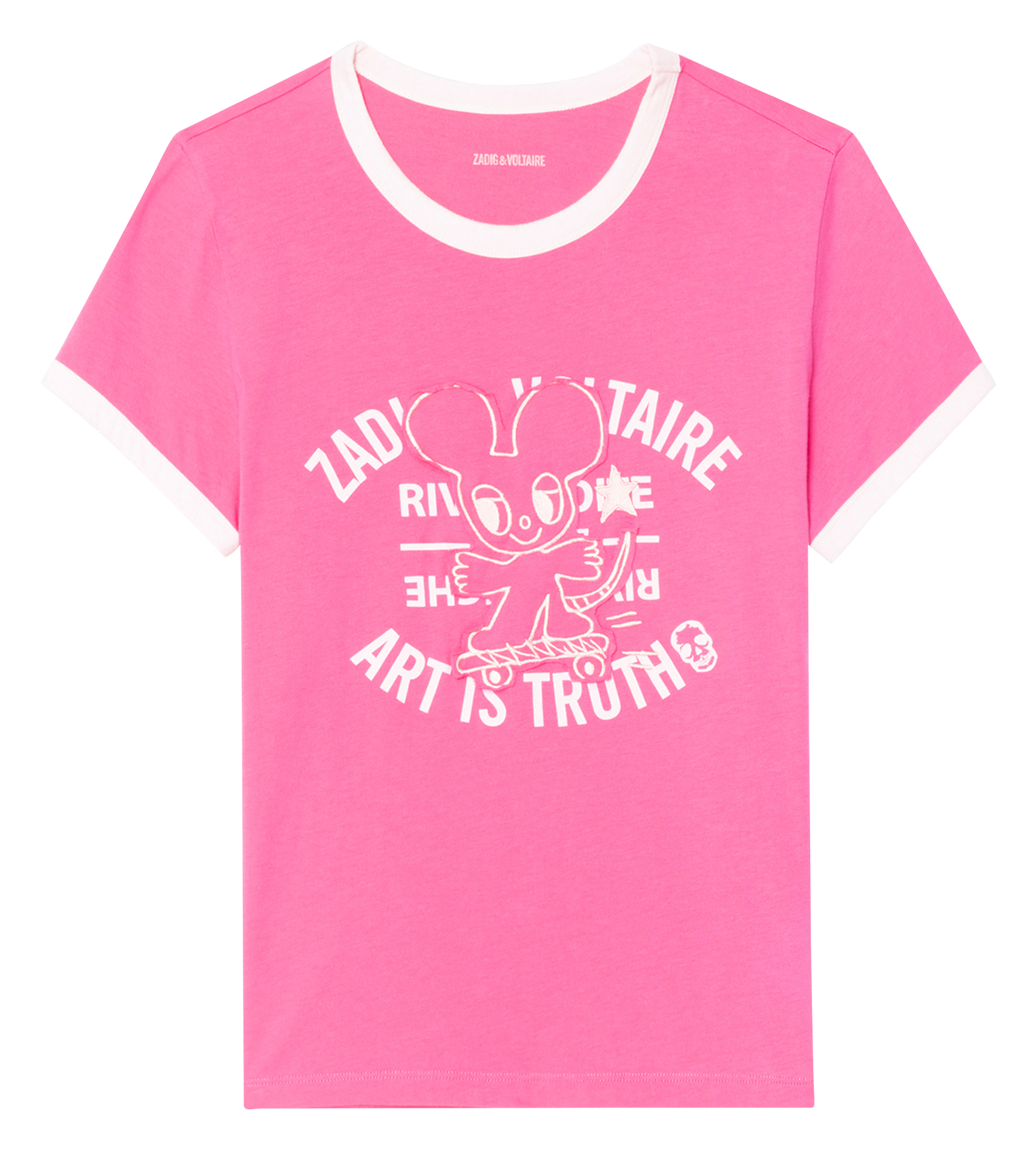 Tee-shirt round neck short sleeves printed ZADIG&VOLTAIRE Pink