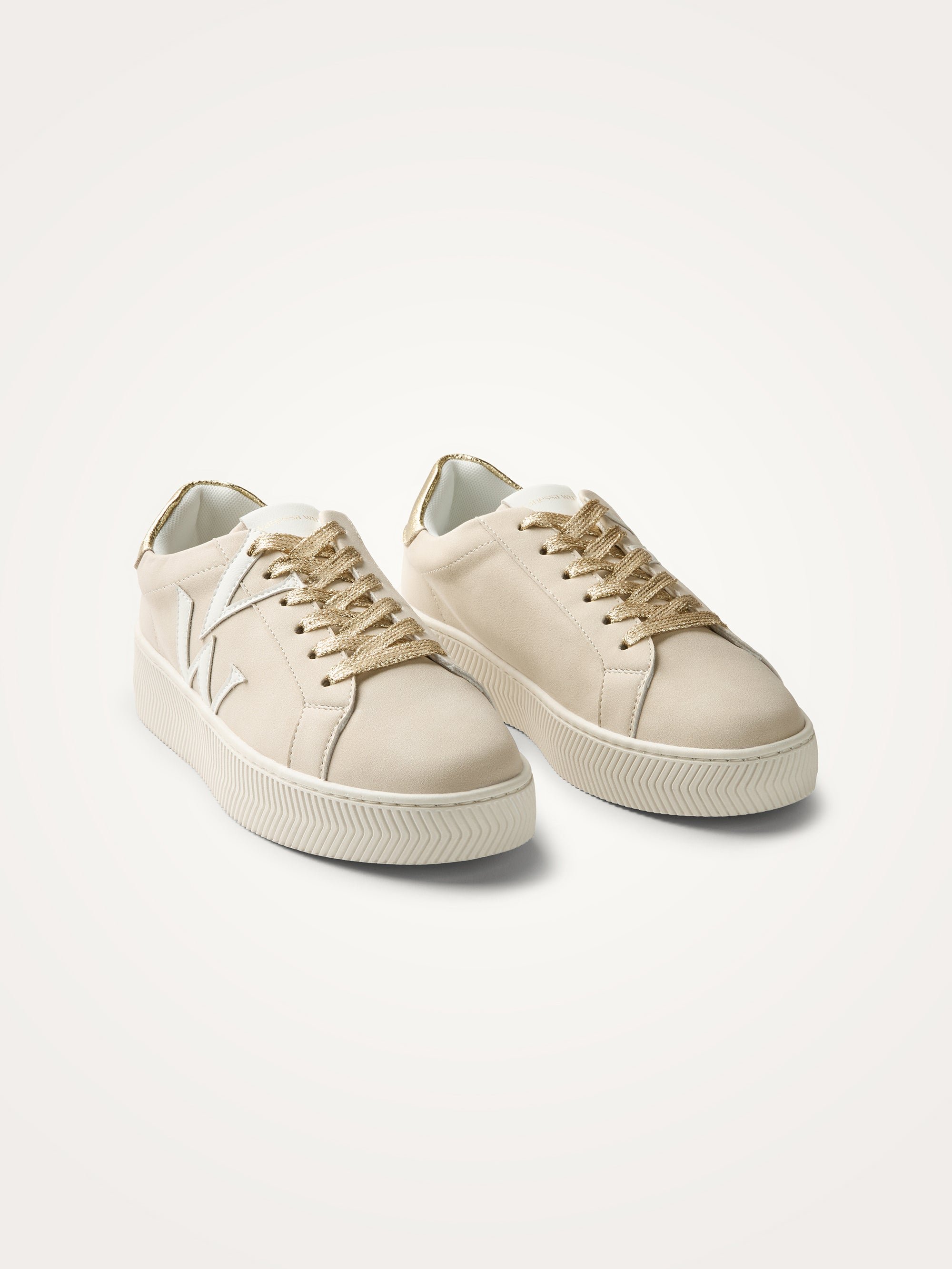 Monogram sneakers with chevron sole. VANESSA WU Beige