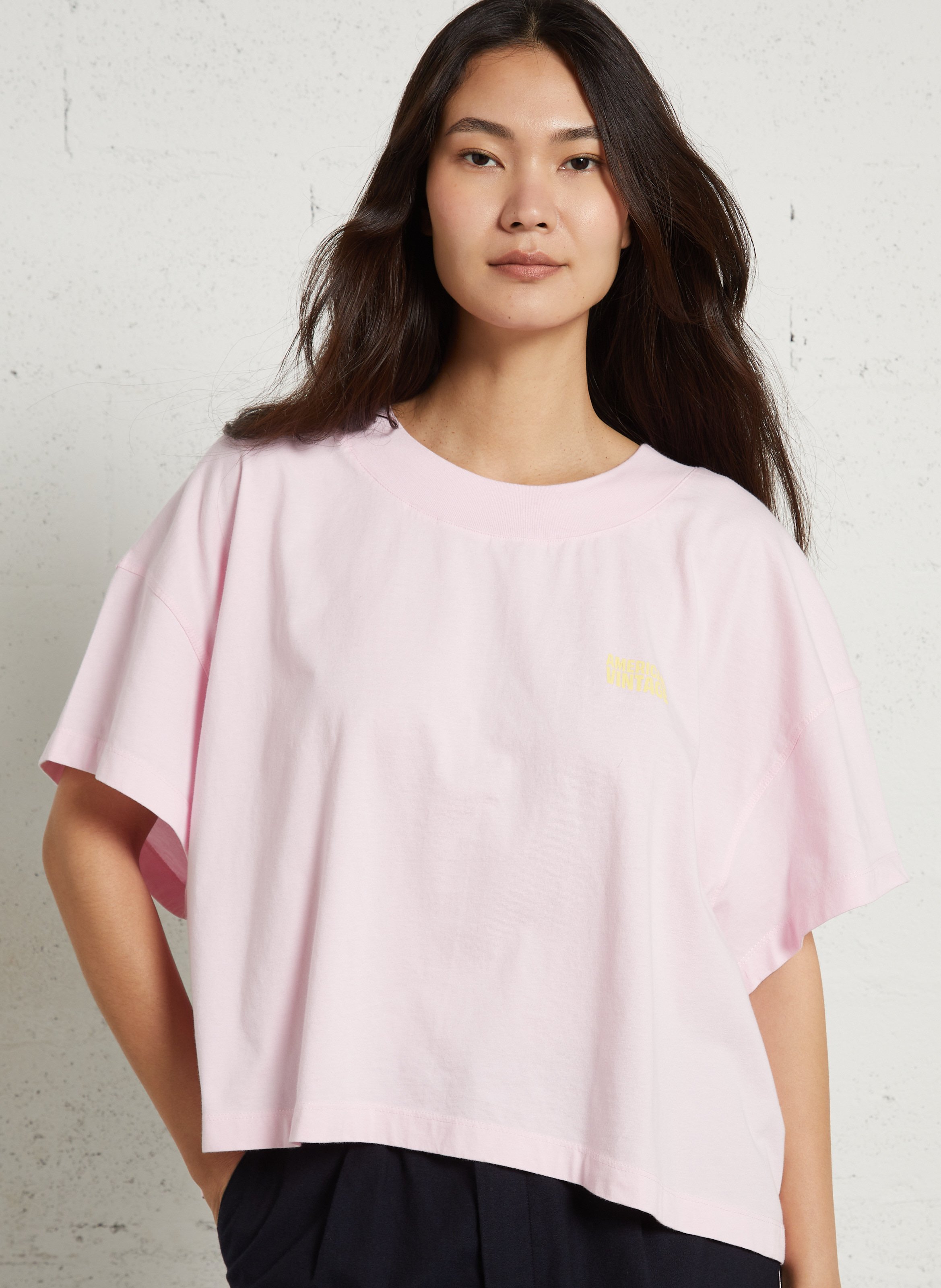 Oversized, katoenen T-shirt met ronde hals AMERICAN VINTAGE
