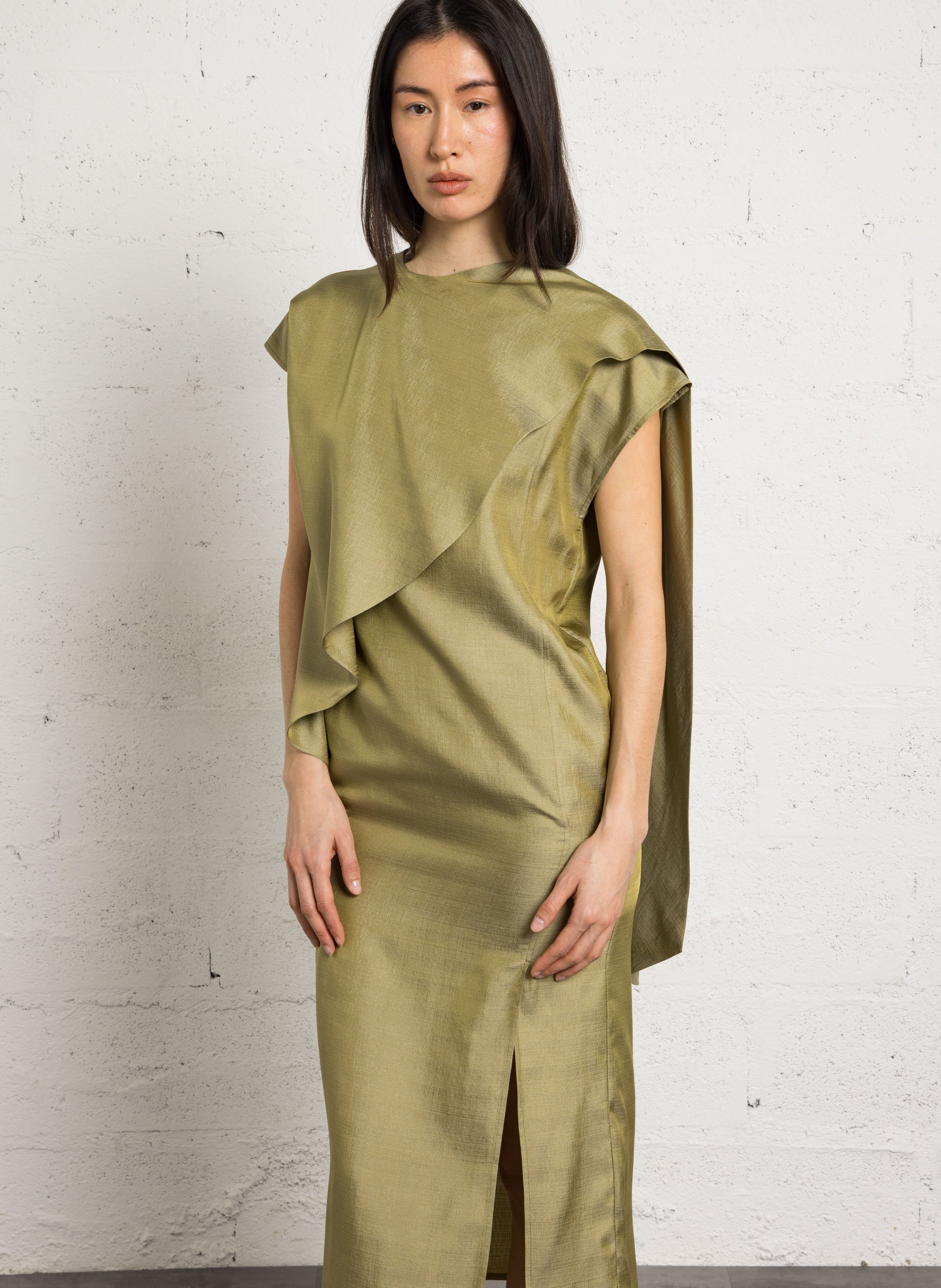 Robe ample à foulard en soie SOEUR Vert