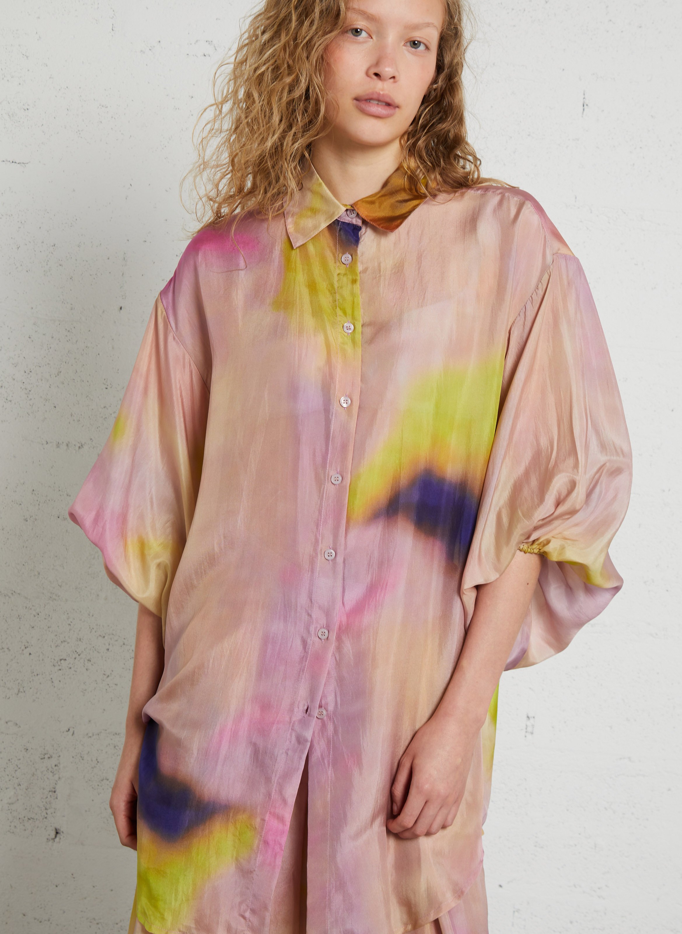 Oversized zijden blouse met print MES DEMOISELLES Veelkleurig