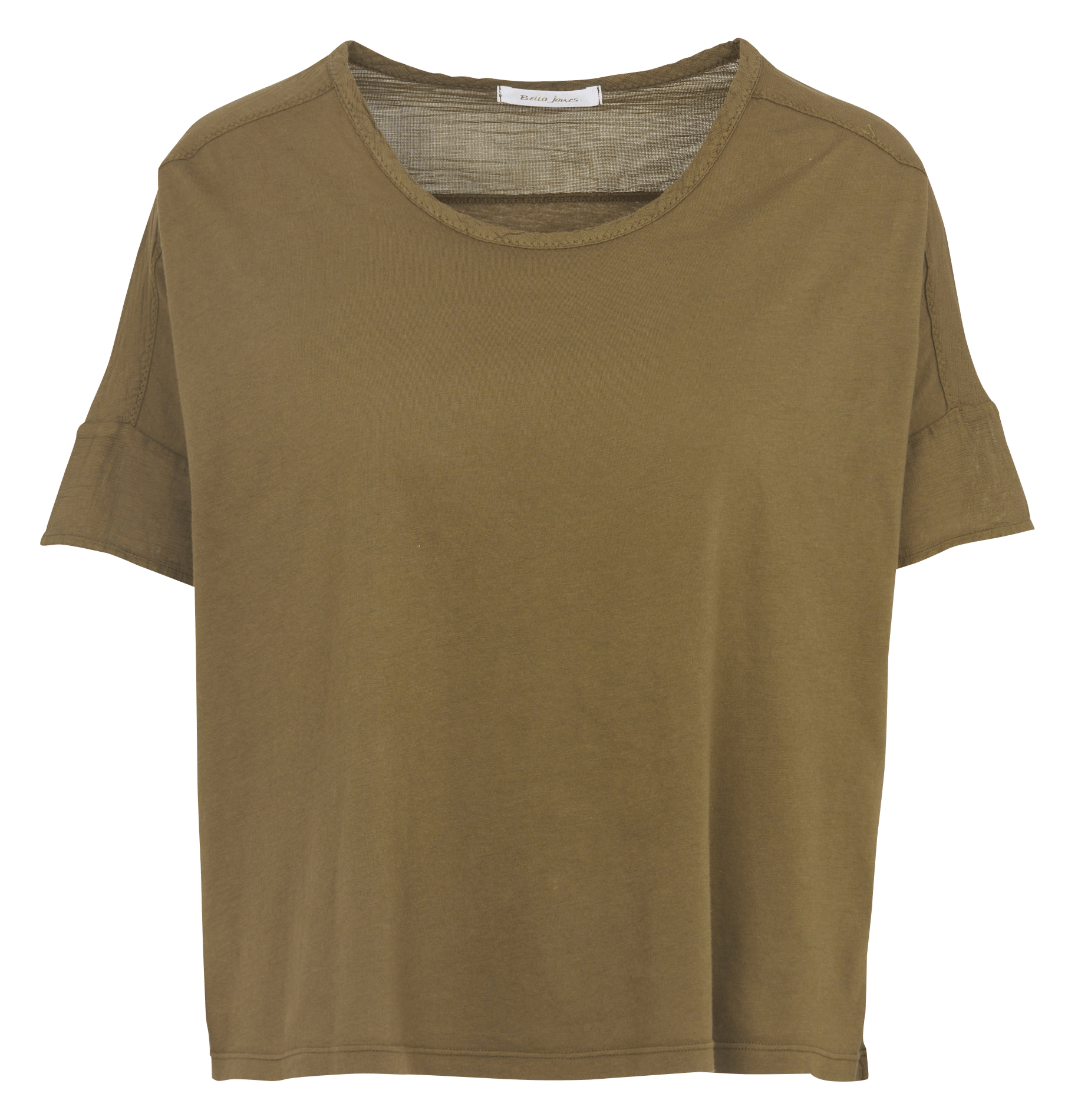 Tee-shirt ample col rond en coton BELLA JONES Kaki