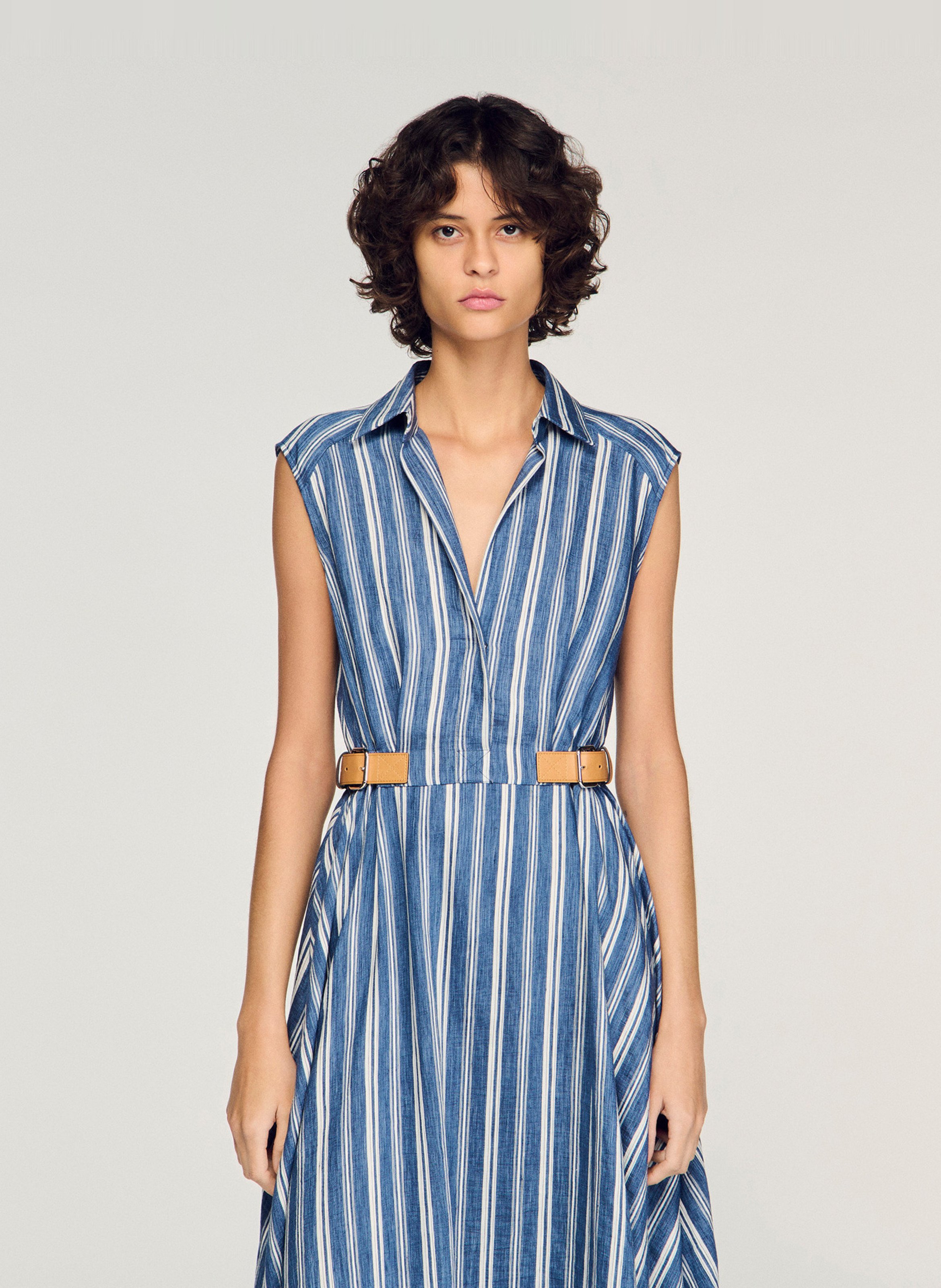 Robe longue cintrée SANDRO Bleu