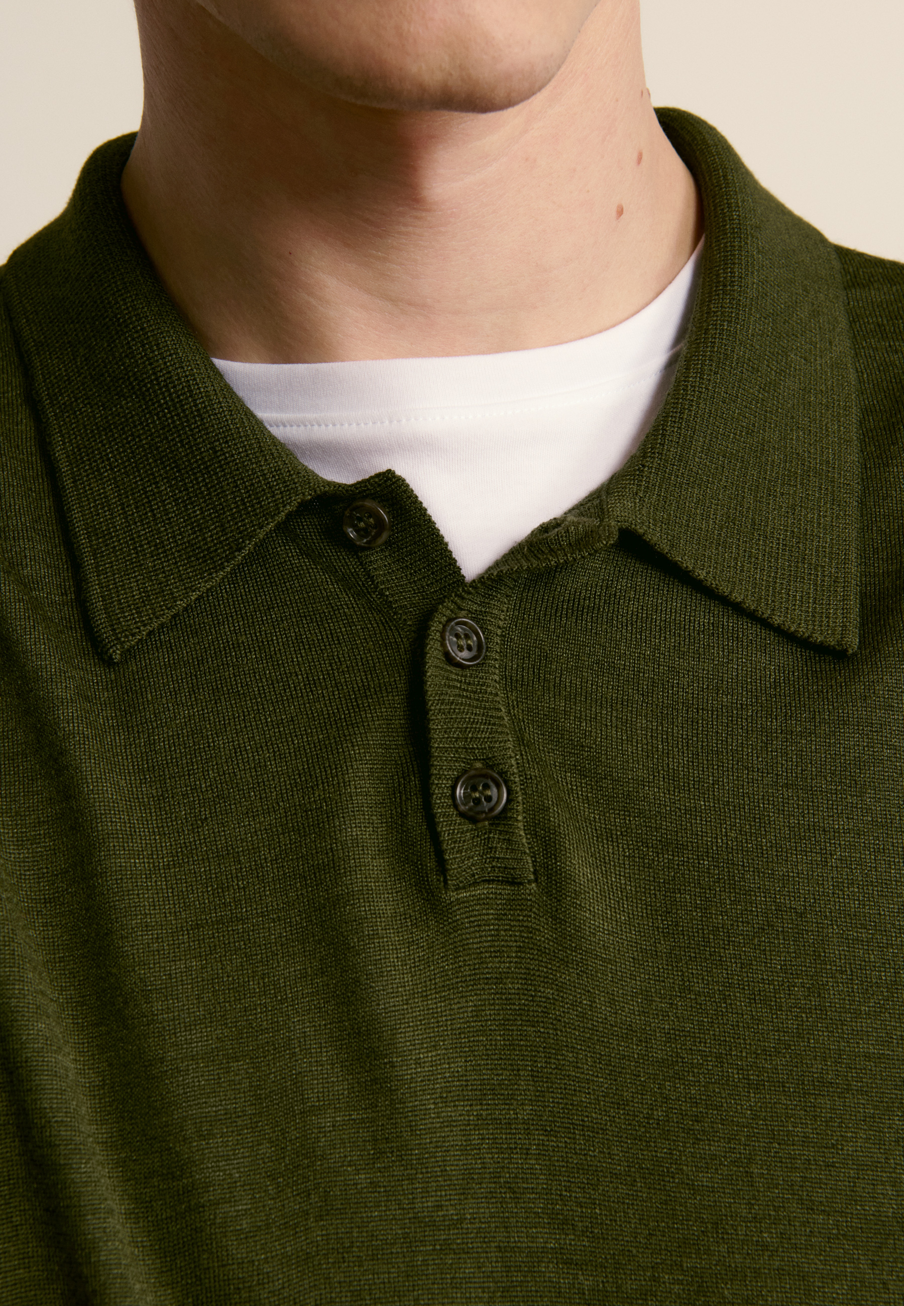 Wool and silk polo neck sweater MAISON MONTAGUT Khaki