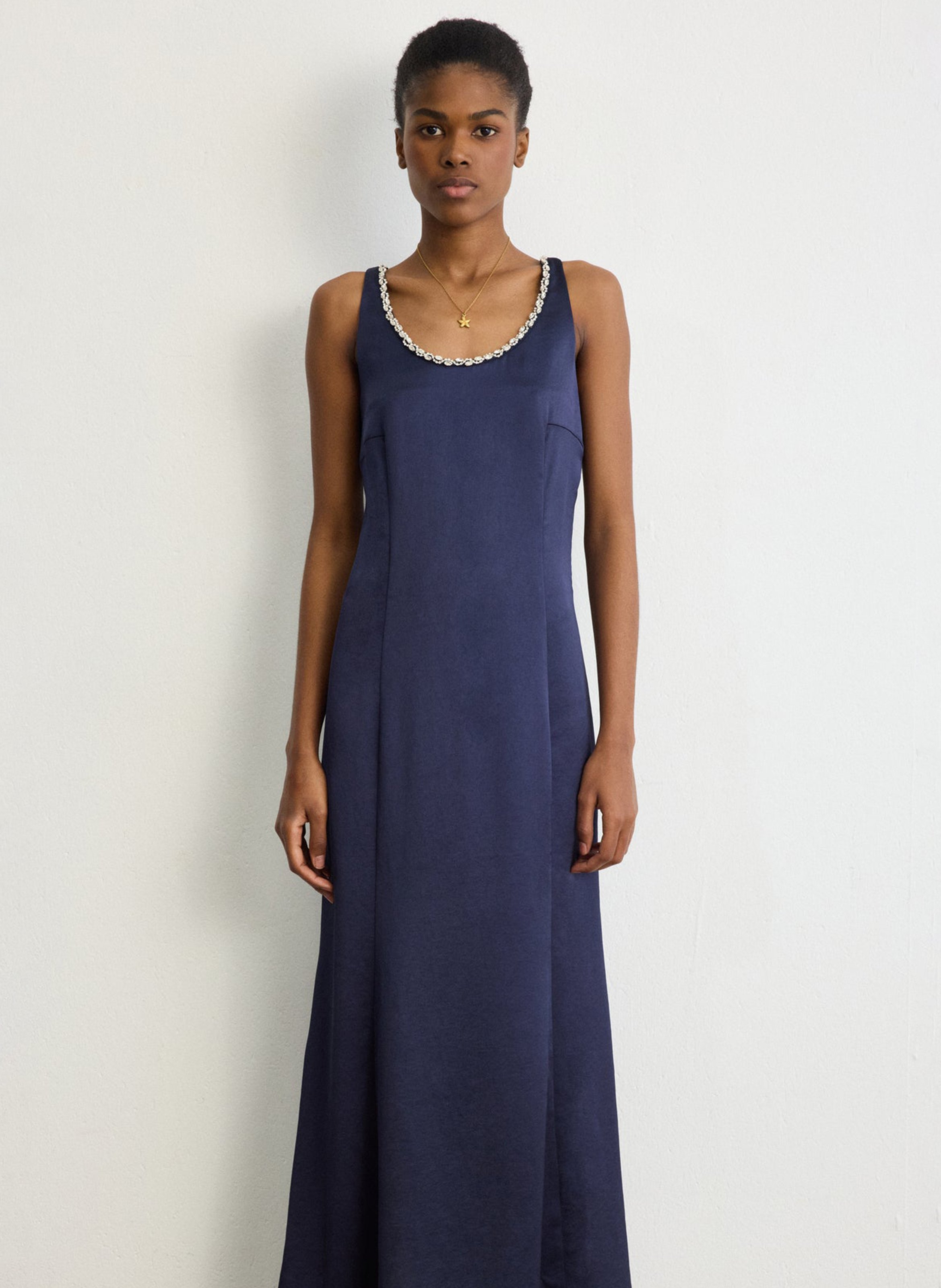 Round-neck midi dress PABLO Blue