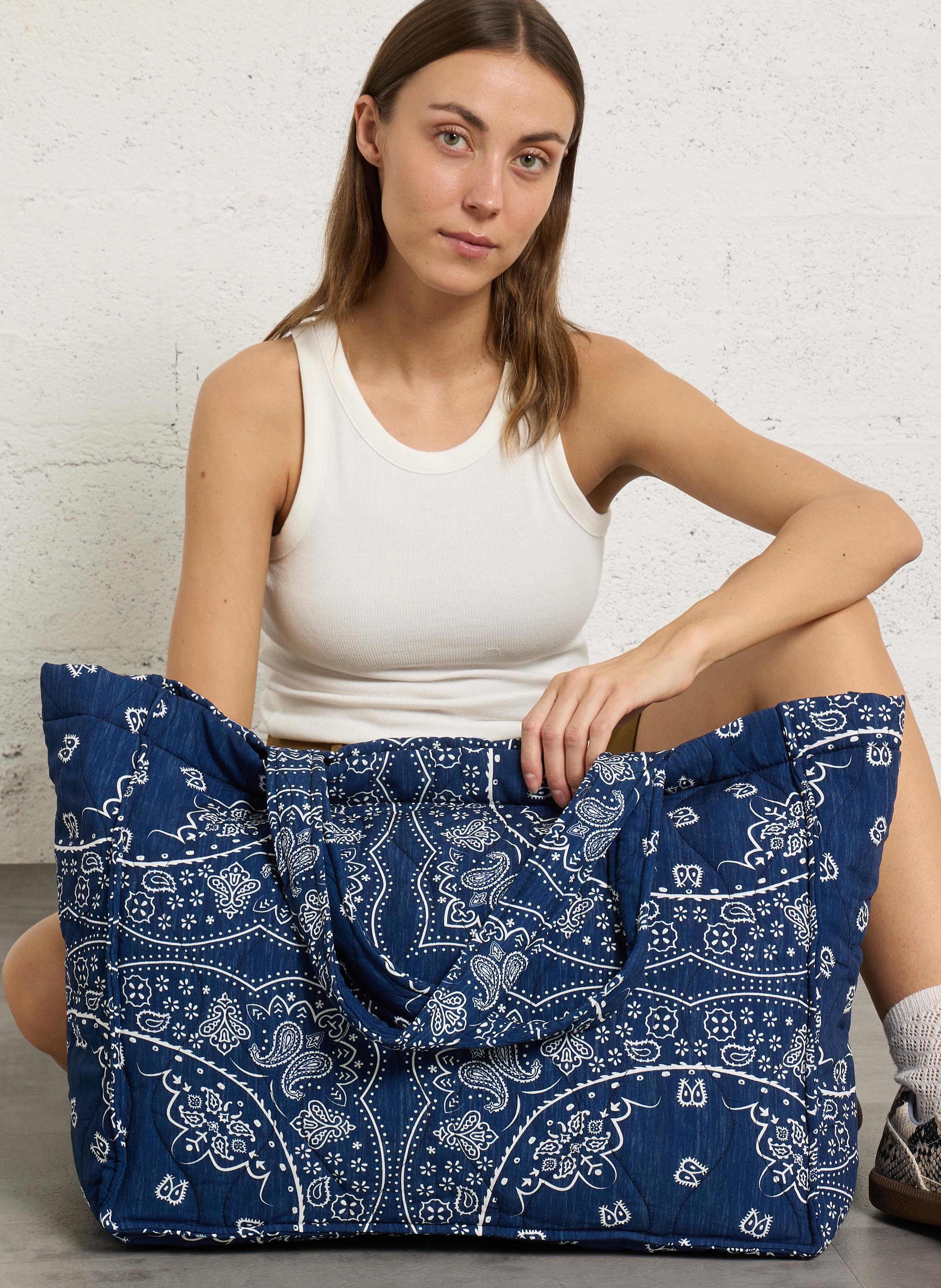 Bandana print tote bag AOKYANOS Blue