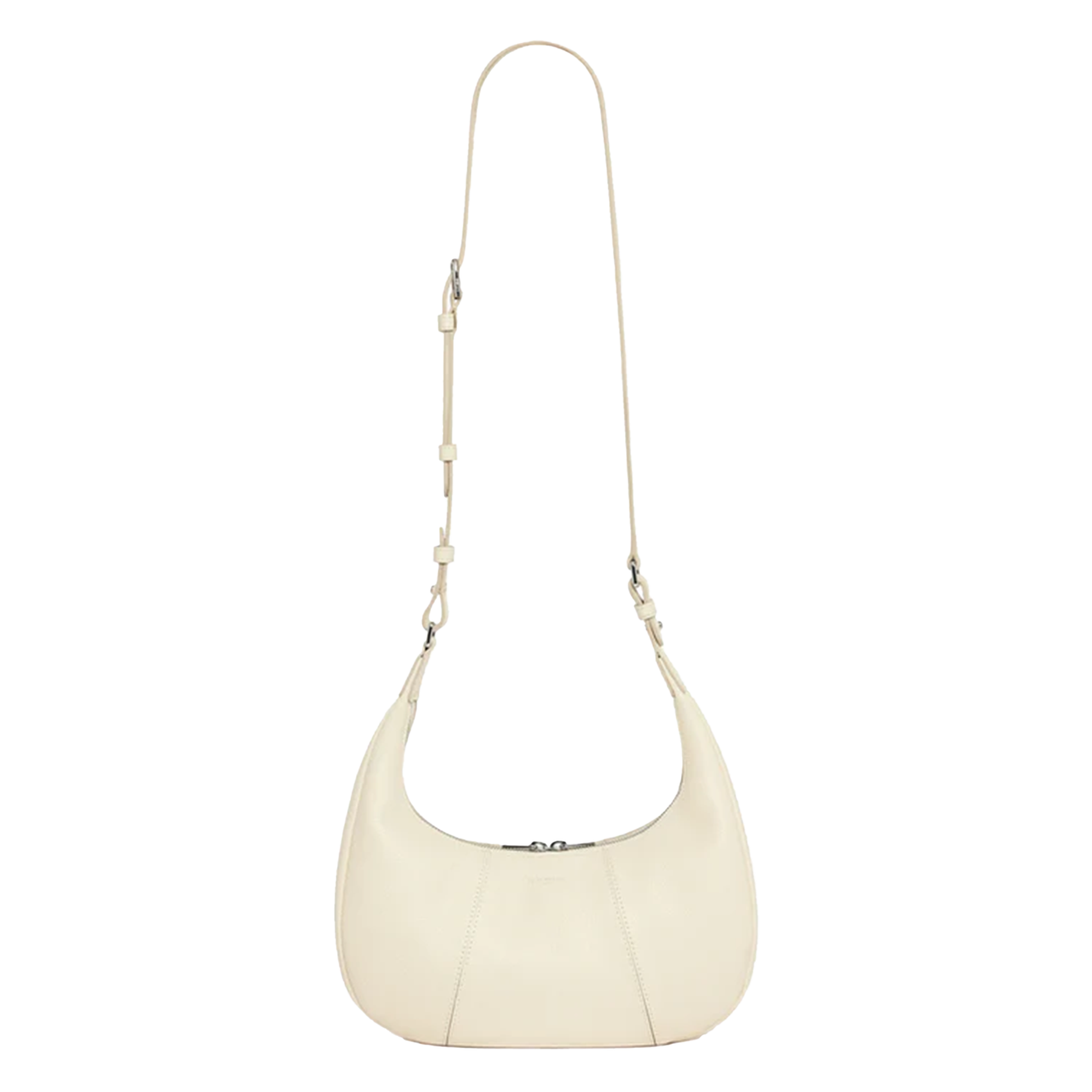 Kleine hobo tas met rits in korrelig leer LE TANNEUR Wit