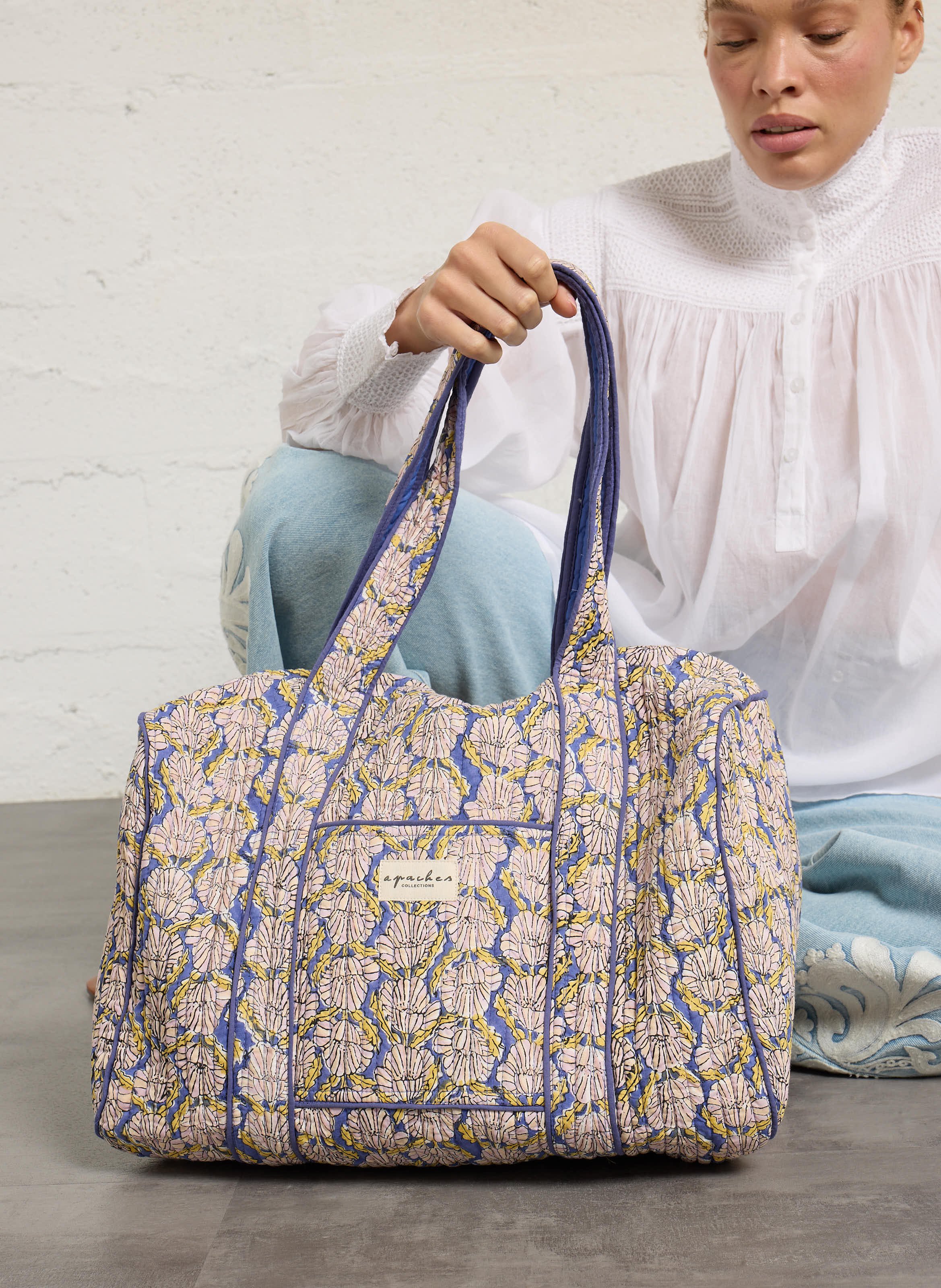 Quilted bedruckter Shopper APACHES COLLECTIONS Blau