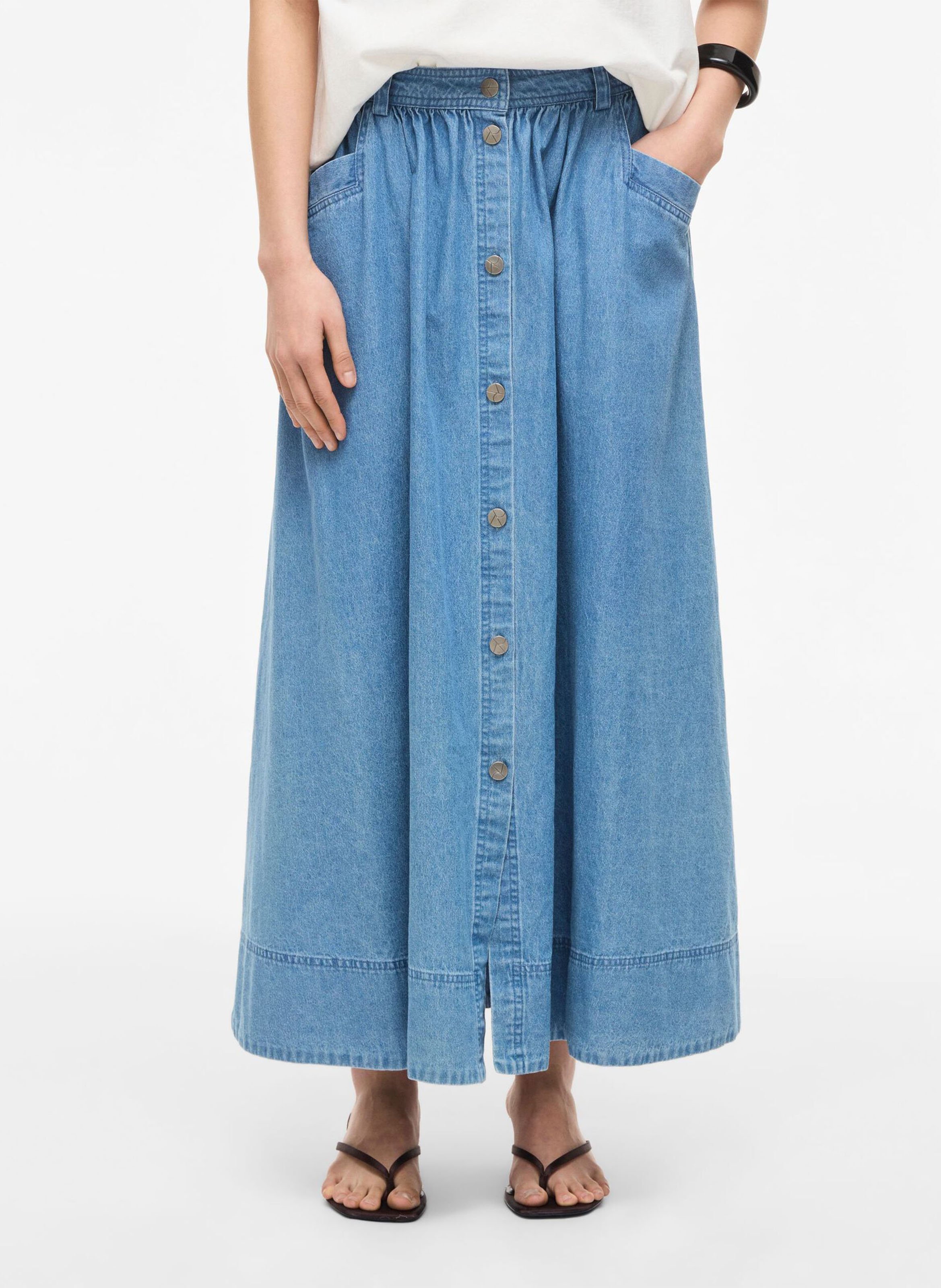 Jupe longue ample en coton ROUGE EDIT Bleu