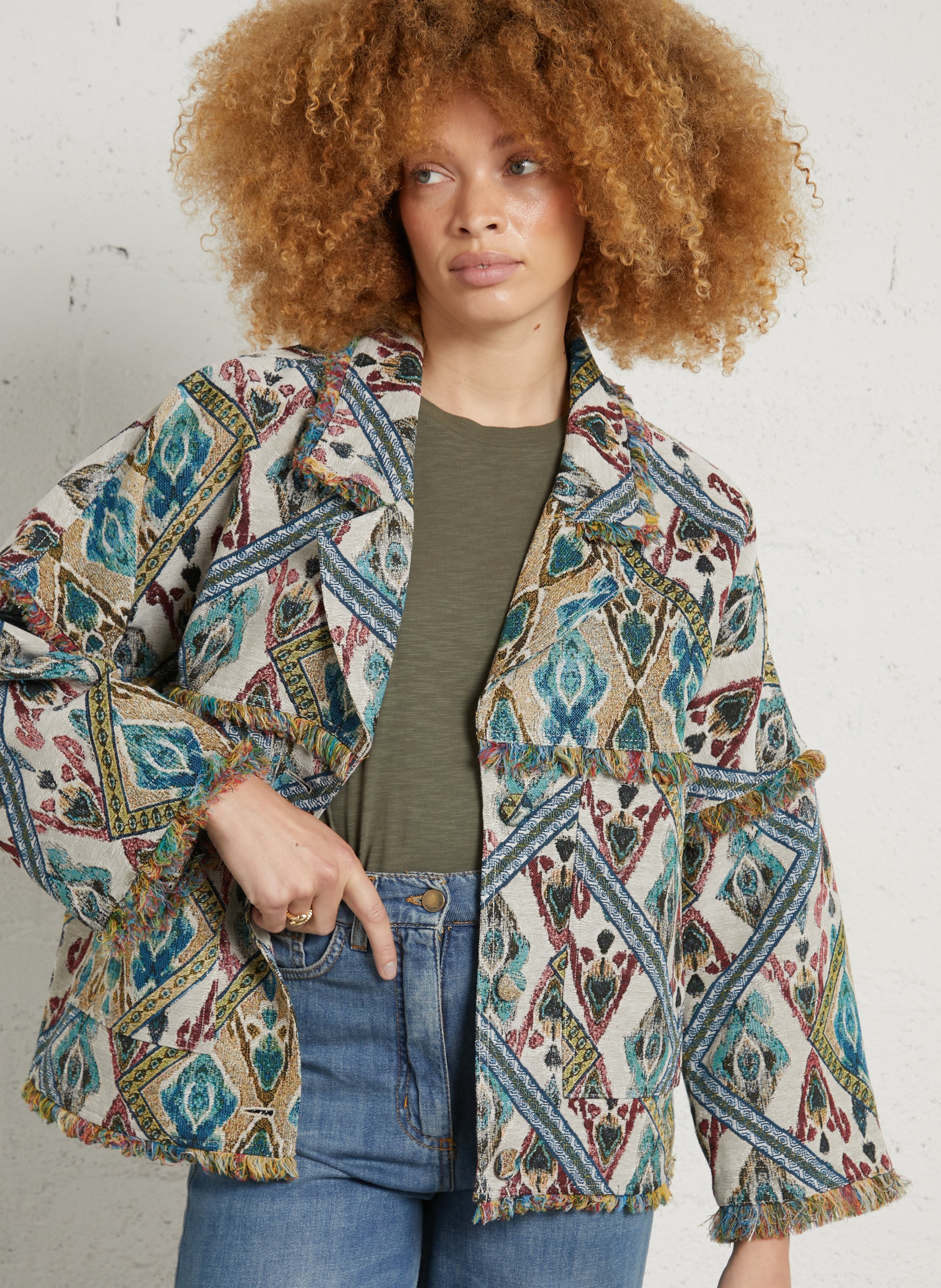 Oversize-Blazer mit Reverskragen aus Jacquard MOMONI Mehrfarbig