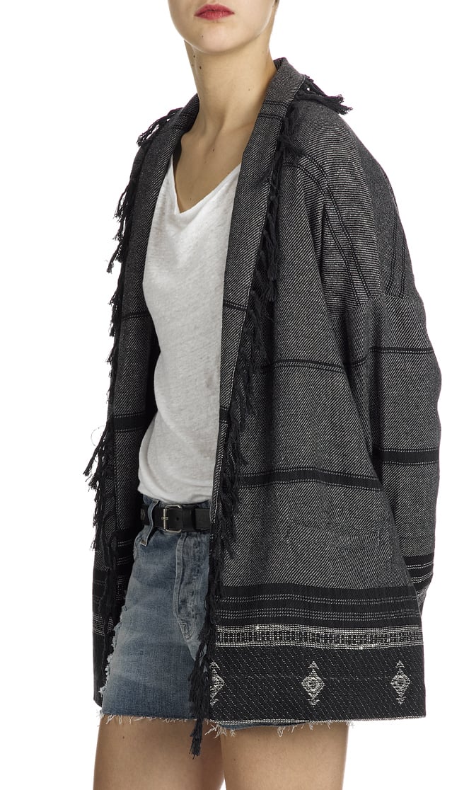 Omar cotton kimono with ethnic pattern SWILDENS Black