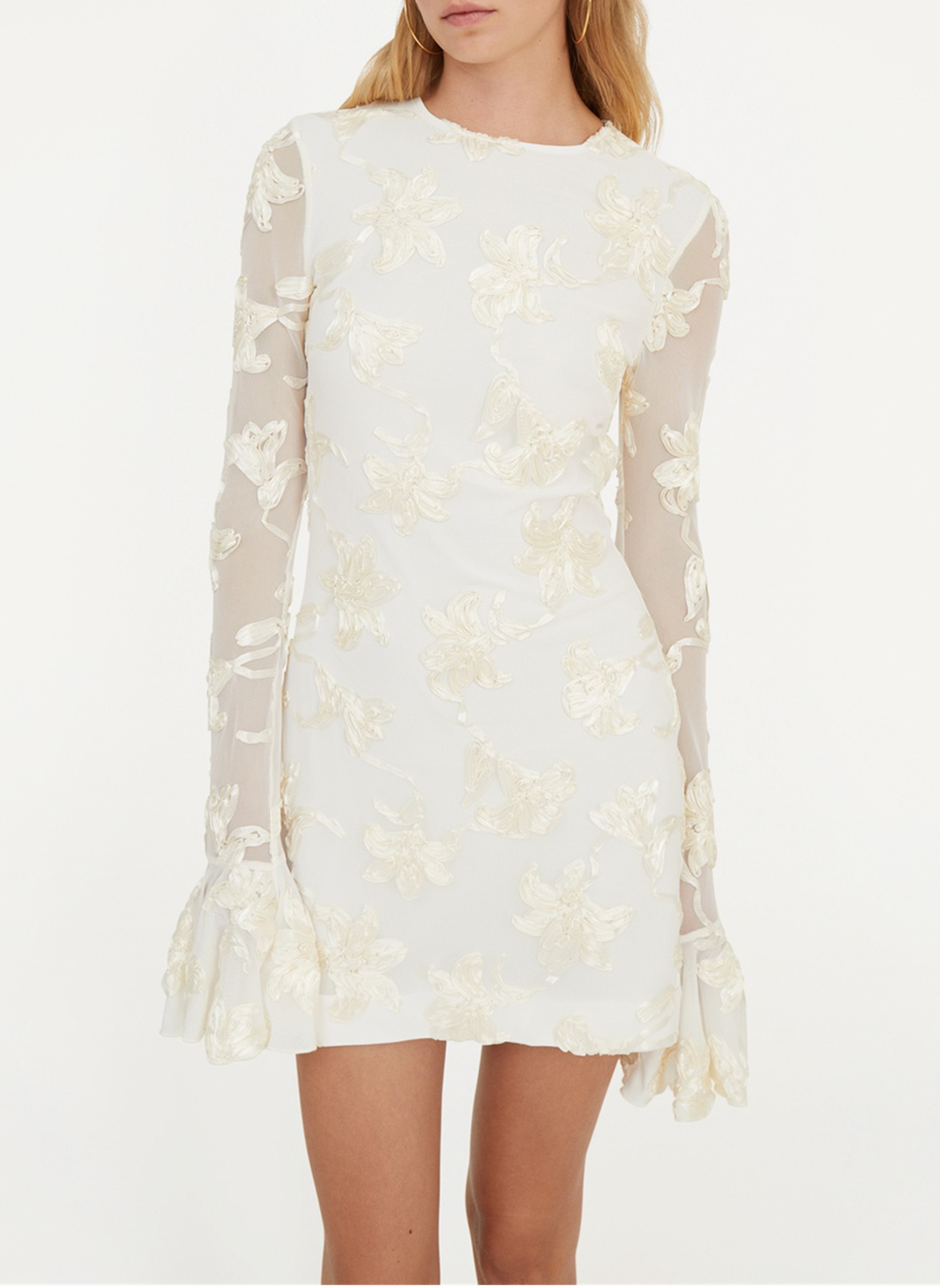 Robe courte brodée ROTATE Blanc