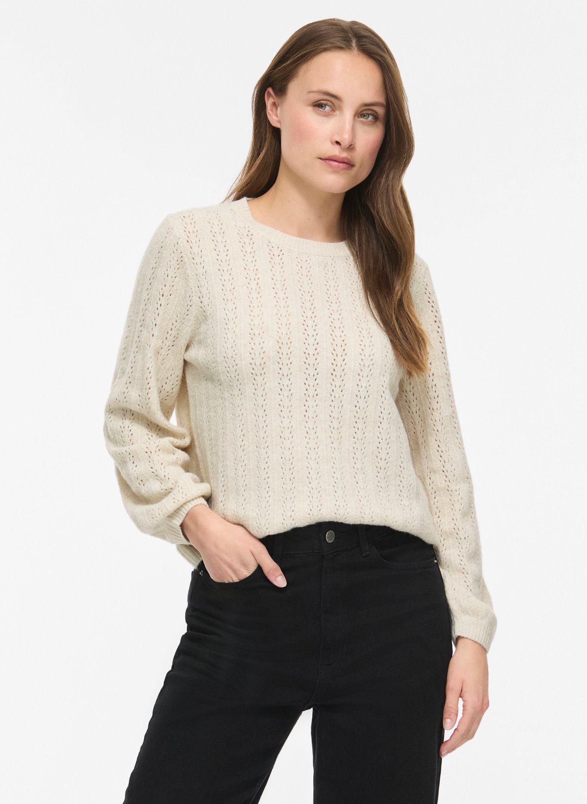 Round-neck sweater VILA Beige
