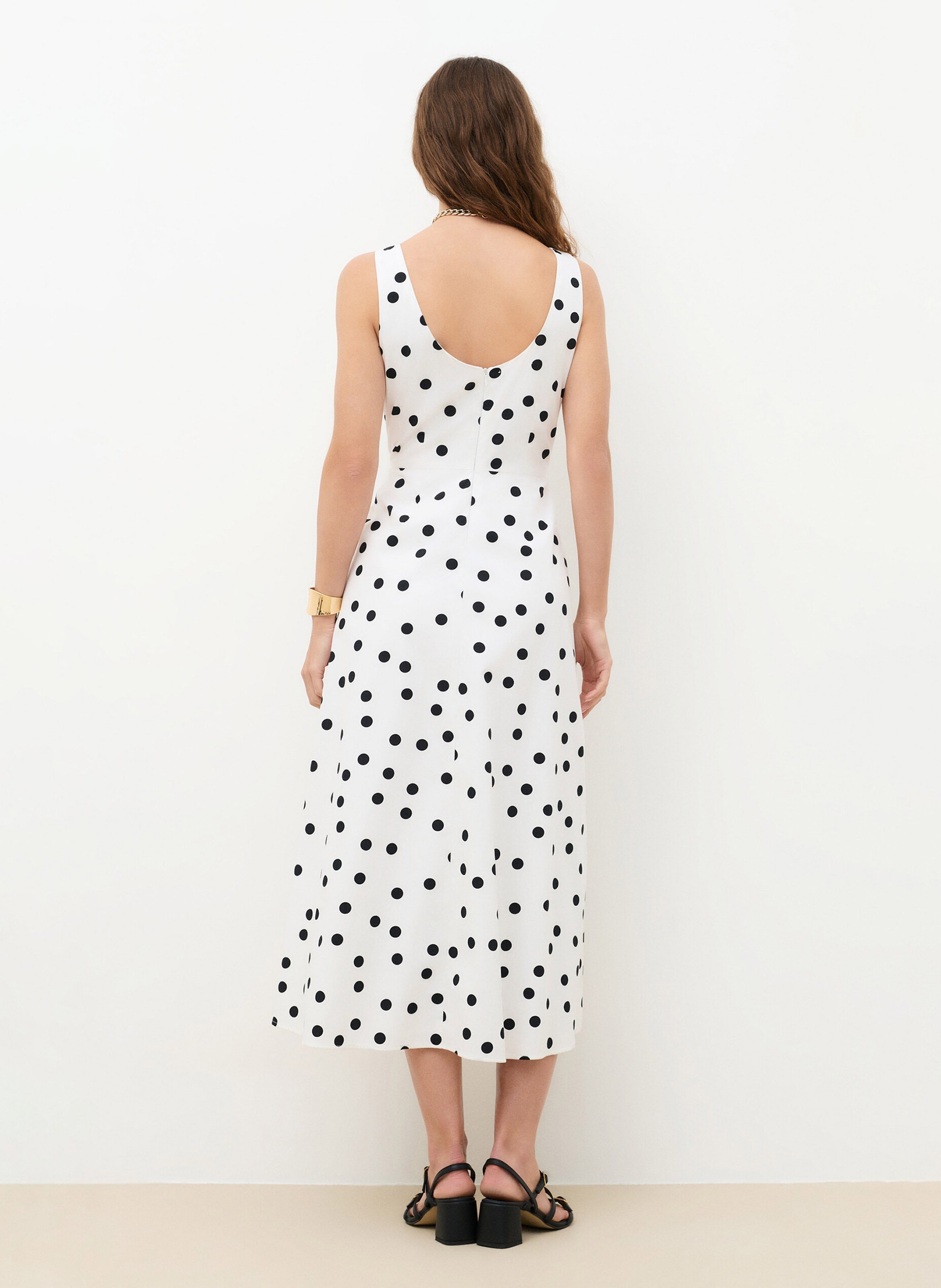 Spotted midi dress CAROLL Beige